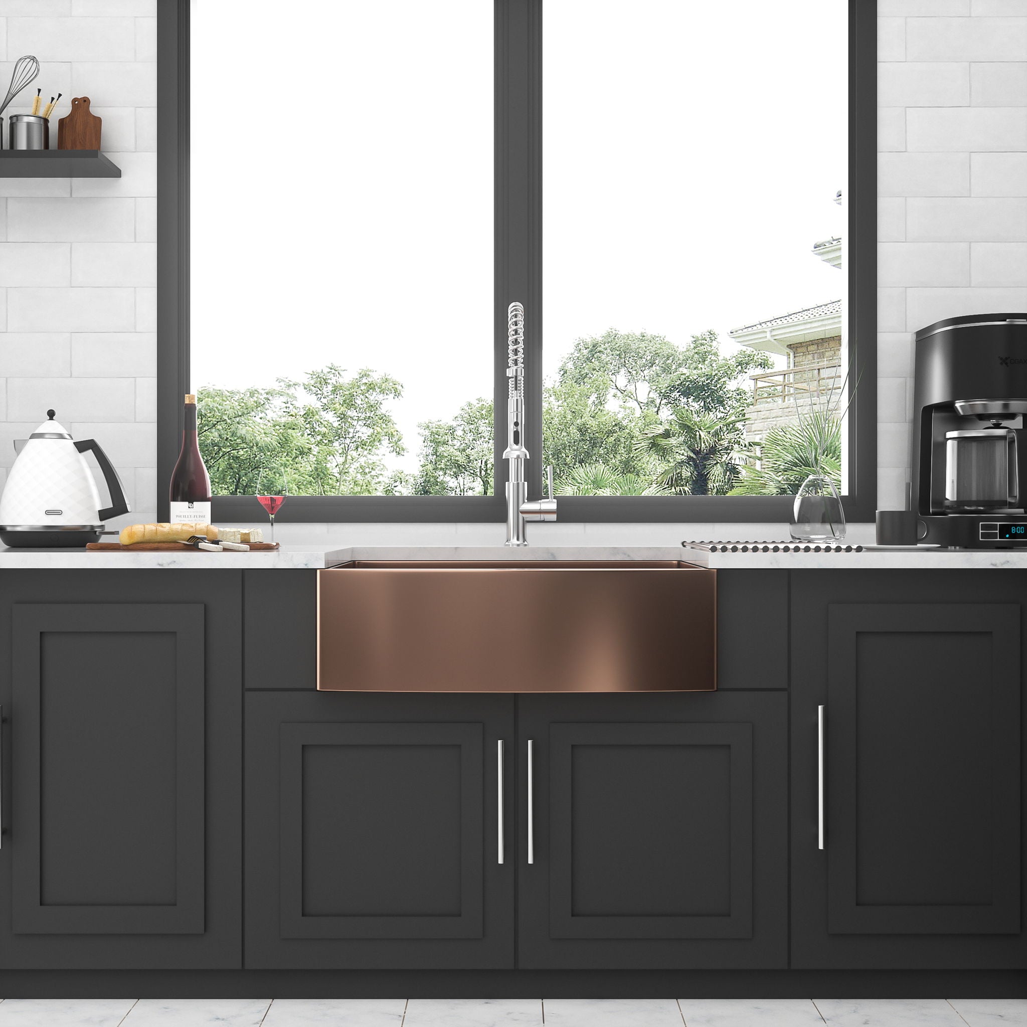 Farmhouse Kitchen Sink, Stainless Steel, Apron Front