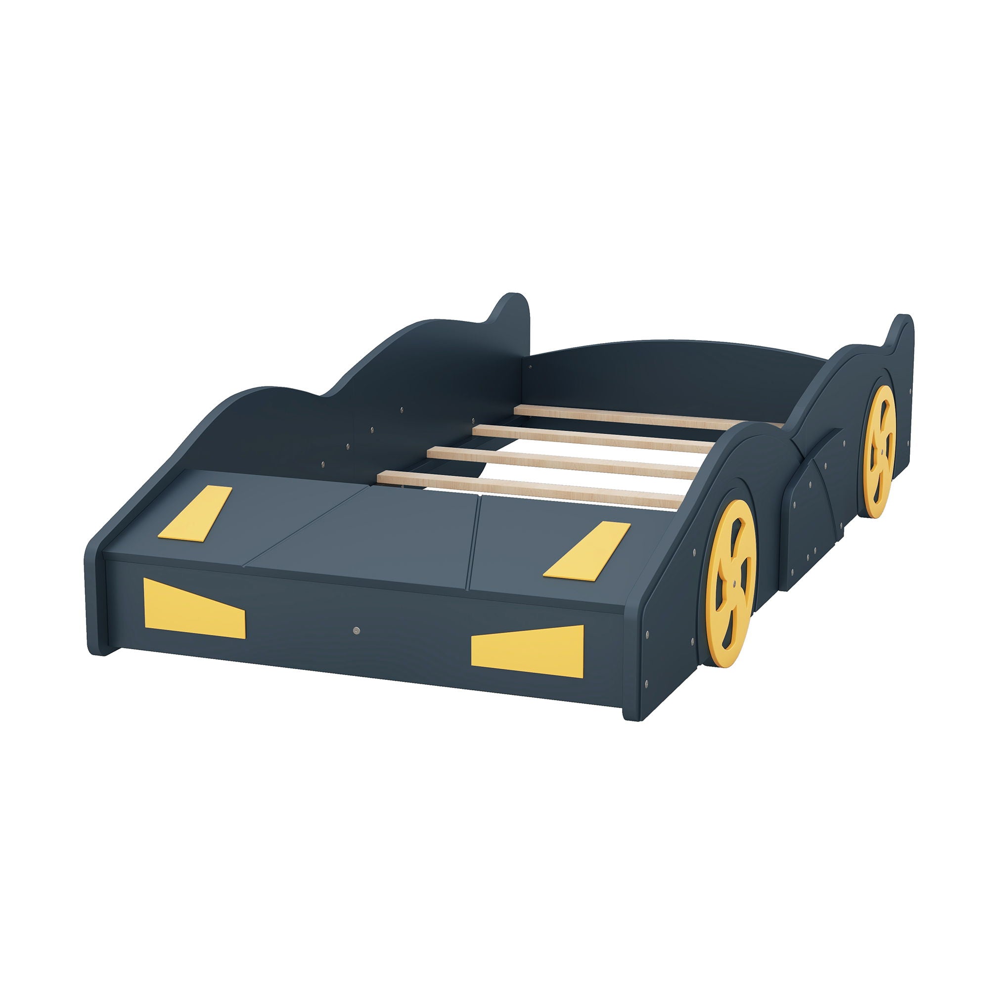 Race Car Shaped Platform Bed With Wheels And Storage