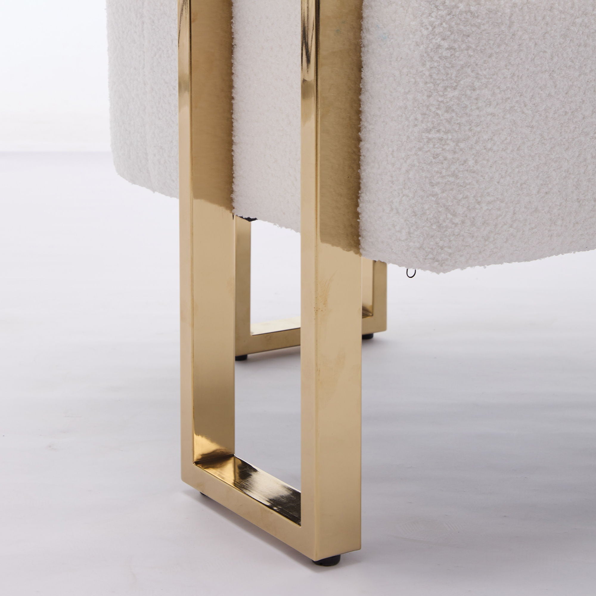Modern Decorative Chair Teddy Fleece Upholstered And Metal Foot