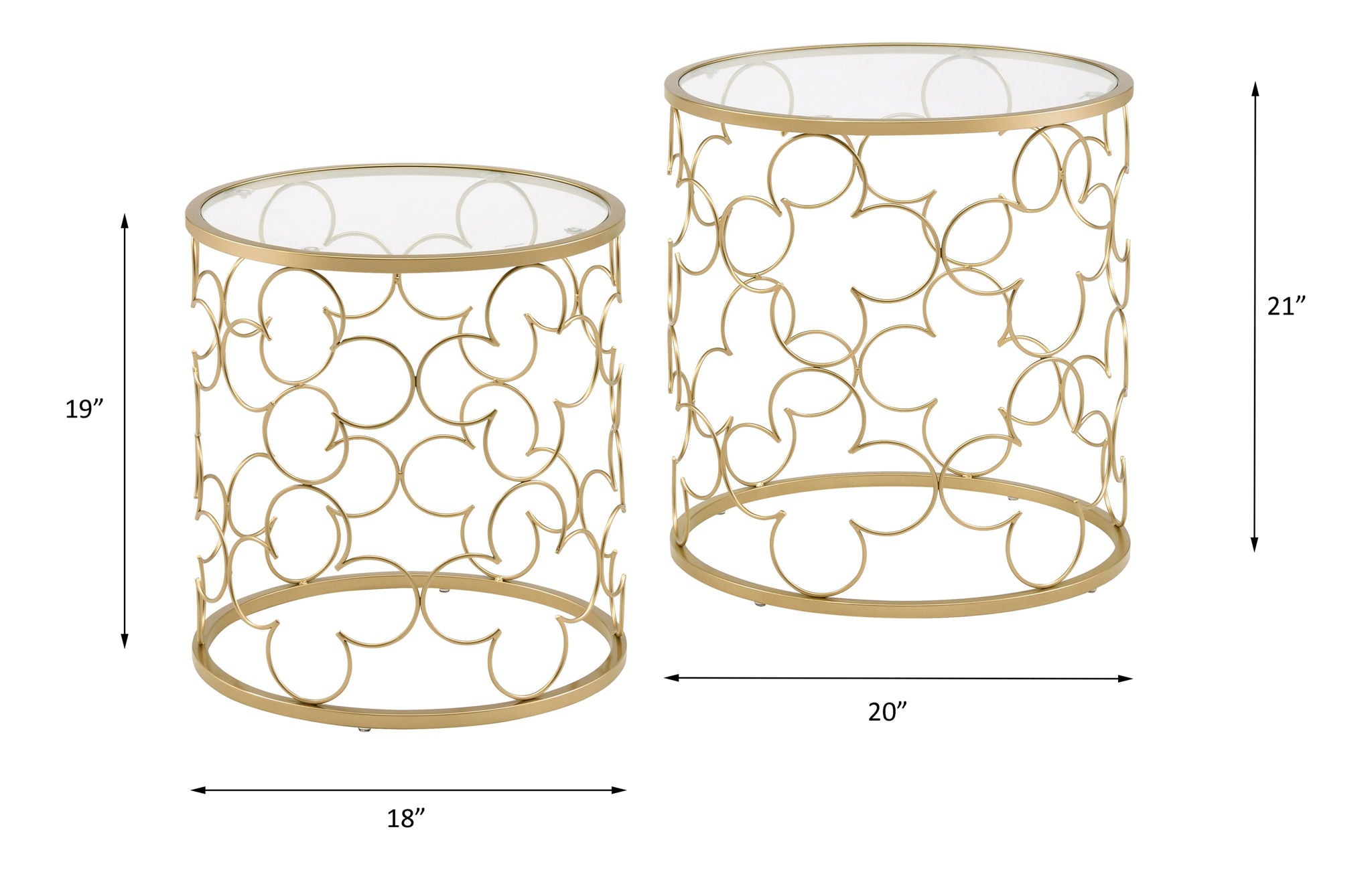 Flowie - Clear Glass Top Nesting Table - Gold