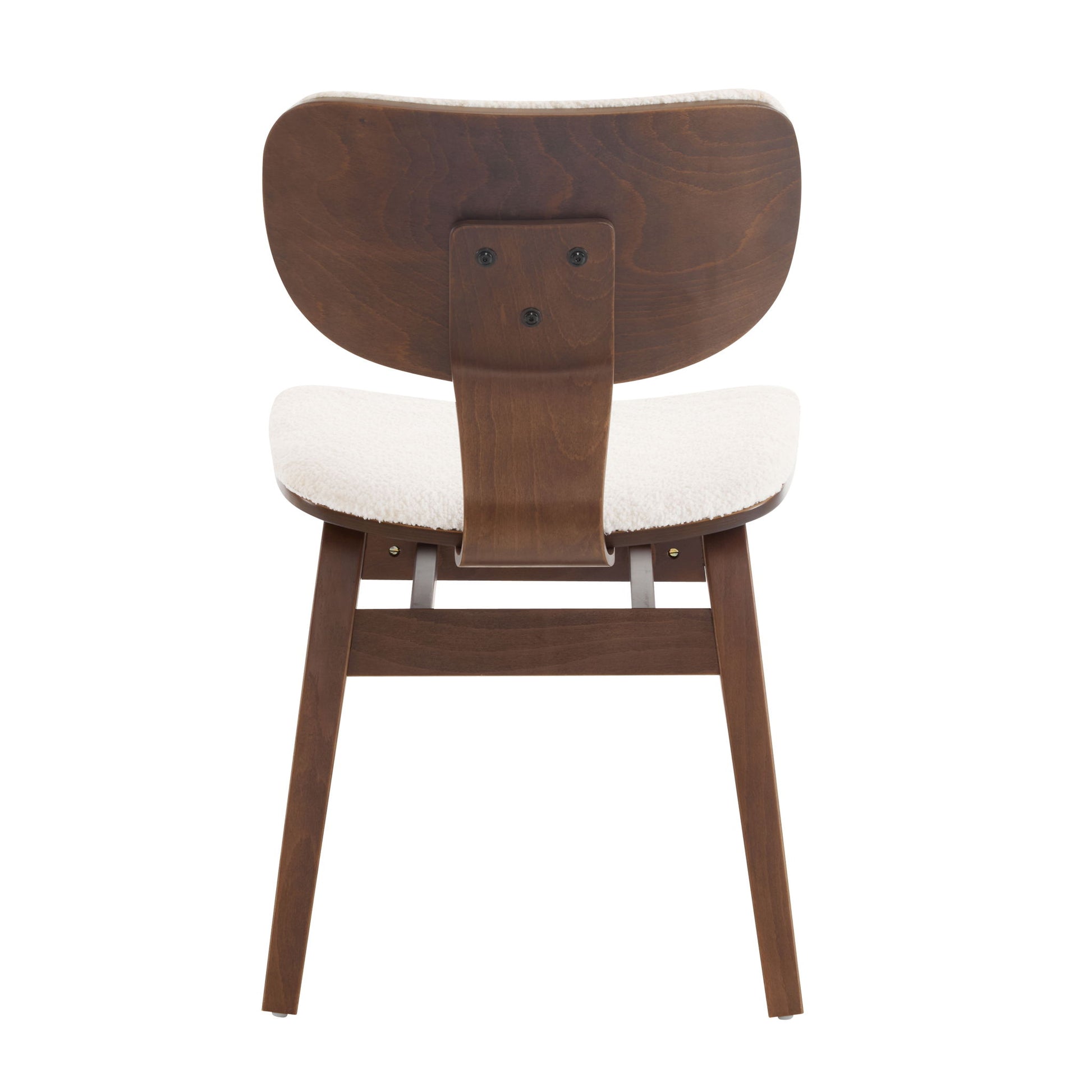 Modern Boucle Fabric Upholstered Side Chair, Bentwood Frame - White / Walnut - Best Buy Furniture