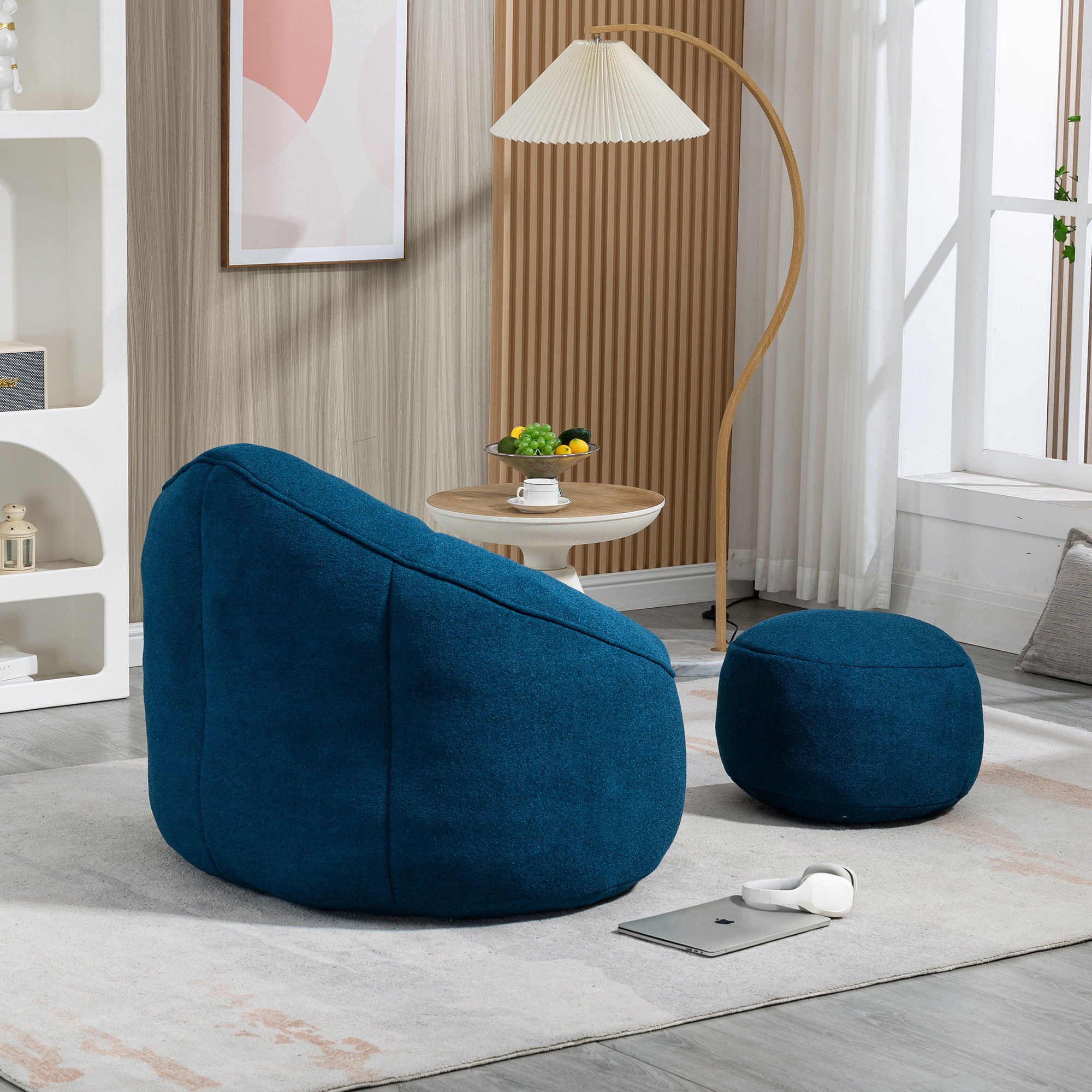 Bedding Bean Bag Sofa Chair High Pressure Foam With Footrest