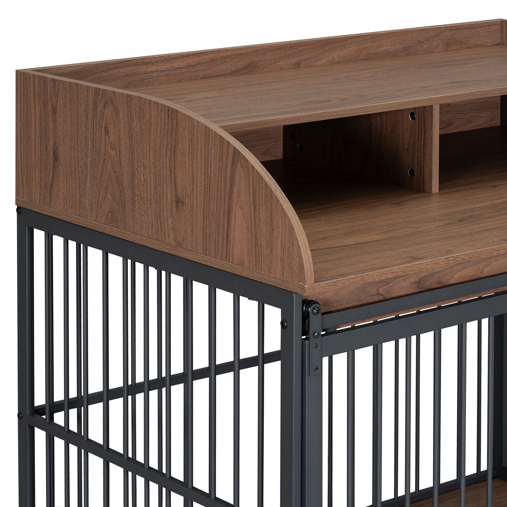 Heavy Duty Dog Crate Furniture For Medium Dog With Lockable Wheels, Wooden Dog Crate Dog Kennel, End Table Crate With Double Layer Storage