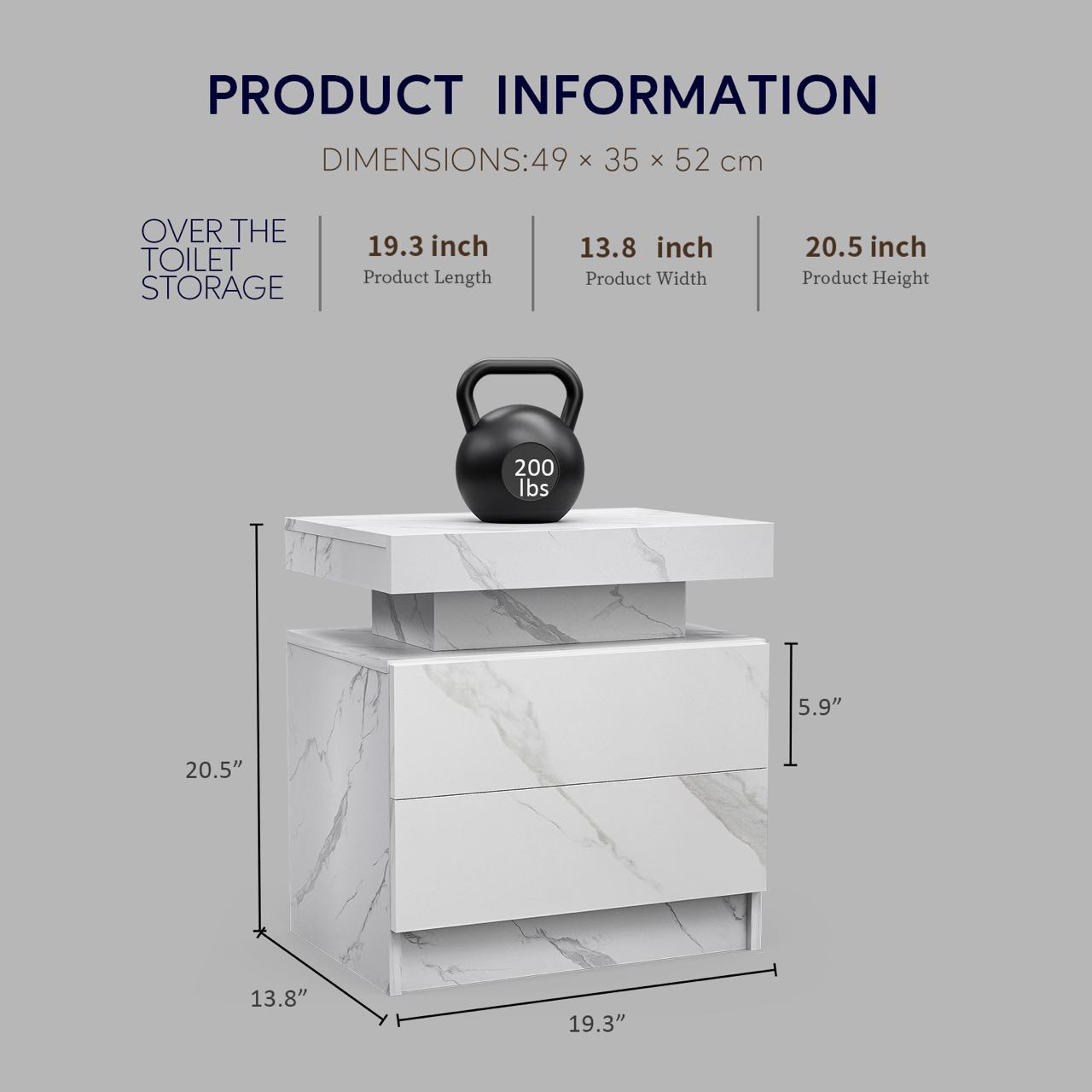 Nightstand LED, Bedside Table Cabinet With 2 Drawers For Bedroom - Best Buy Furniture