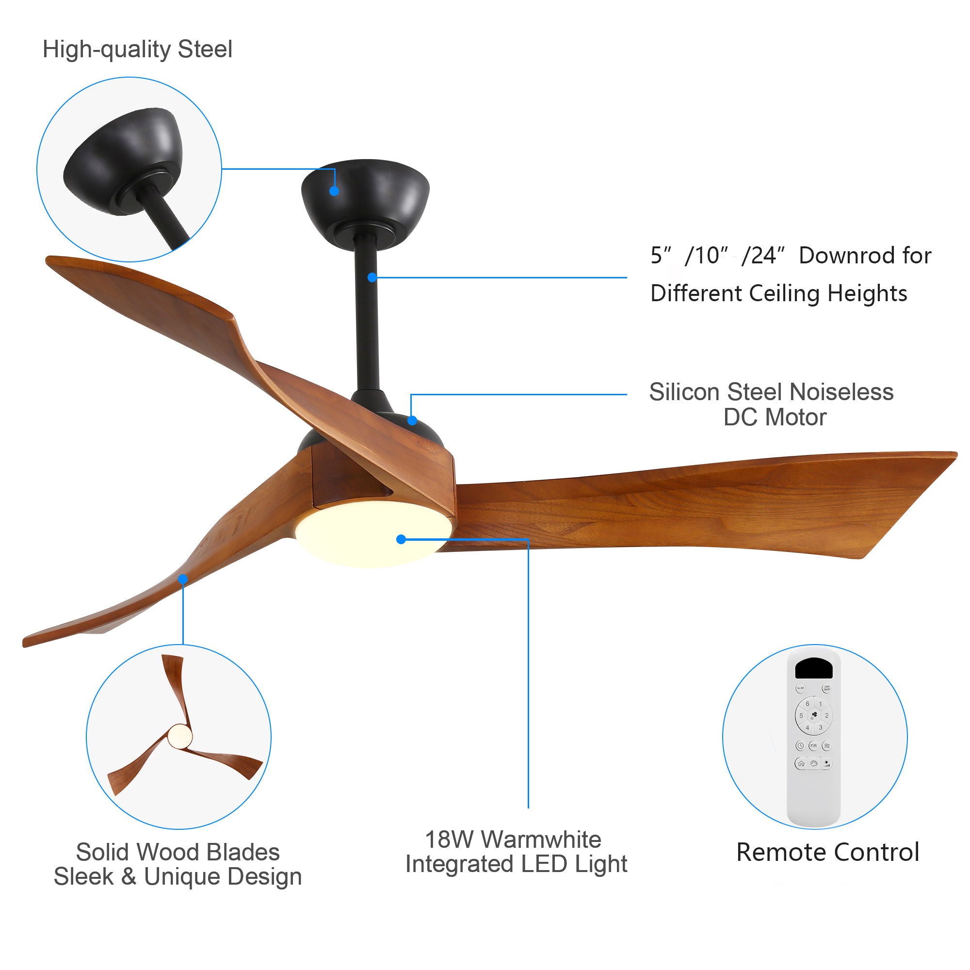 Ceiling Fan With Reversible DС Motor - Black