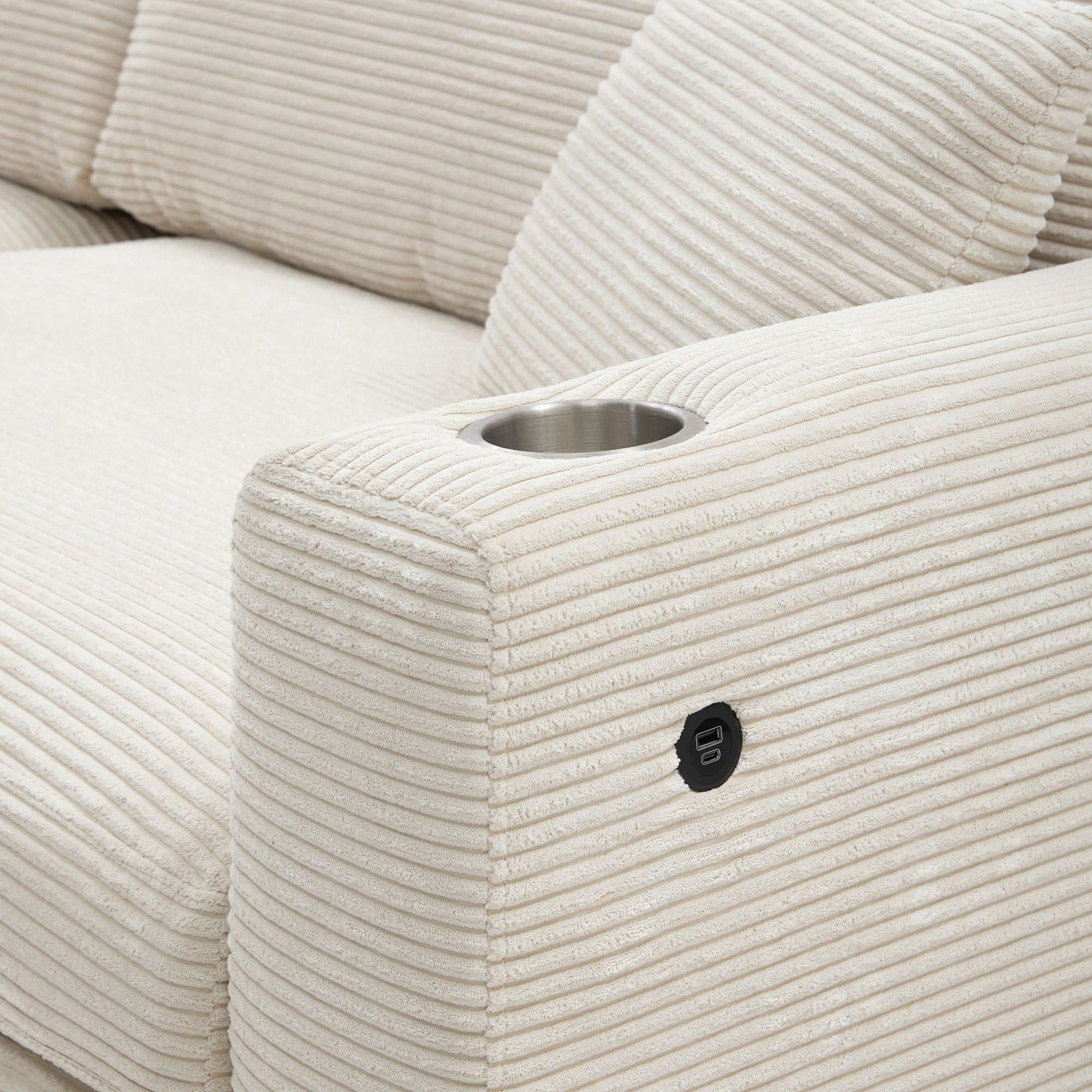 Oversized Sectional L Shaped Cloud Couch With USB Charging Port Cup Holder Deep And Wide Seat Sofa With Chaise Comfy