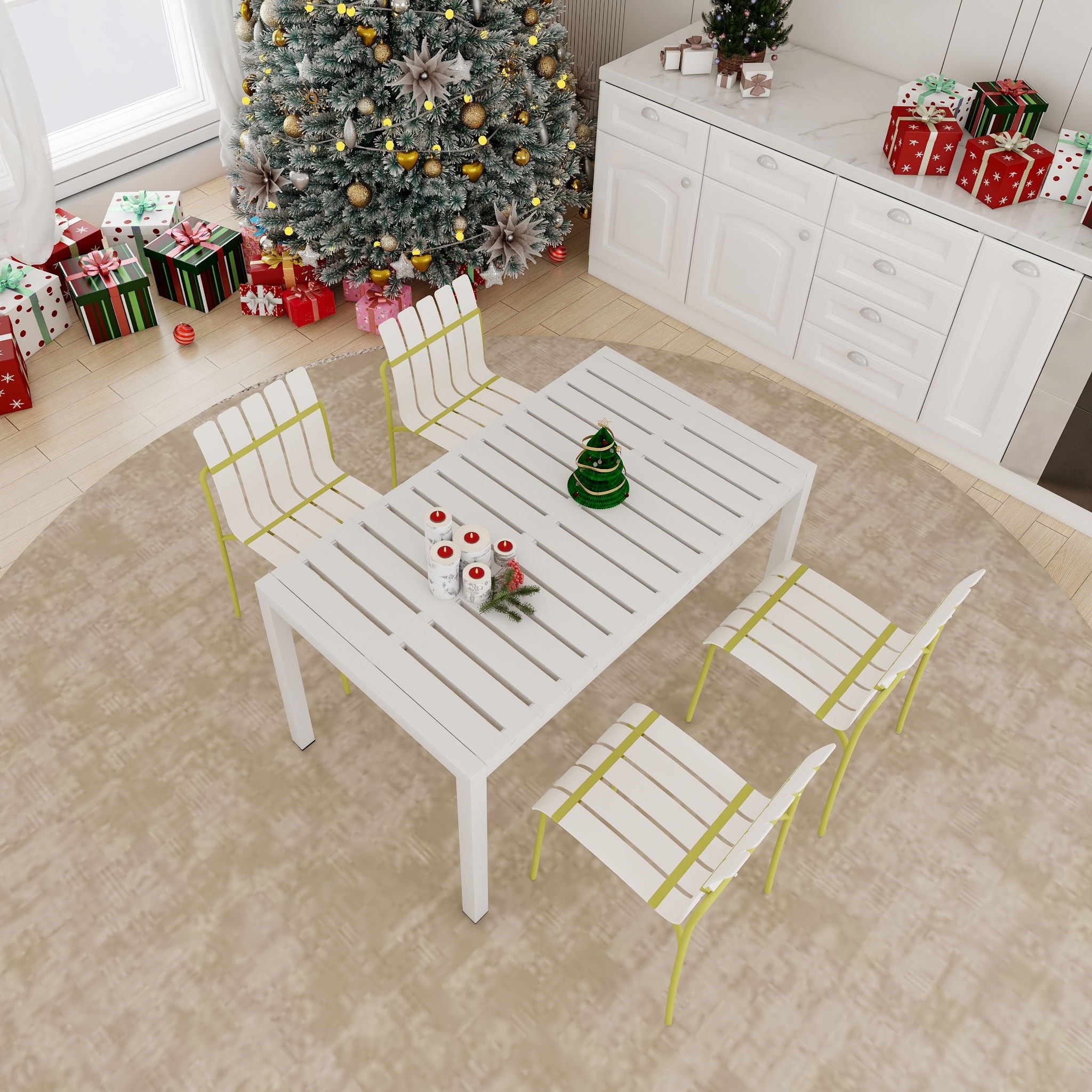 4 Piece Set Of Modern Color Block Designed Single Chairs