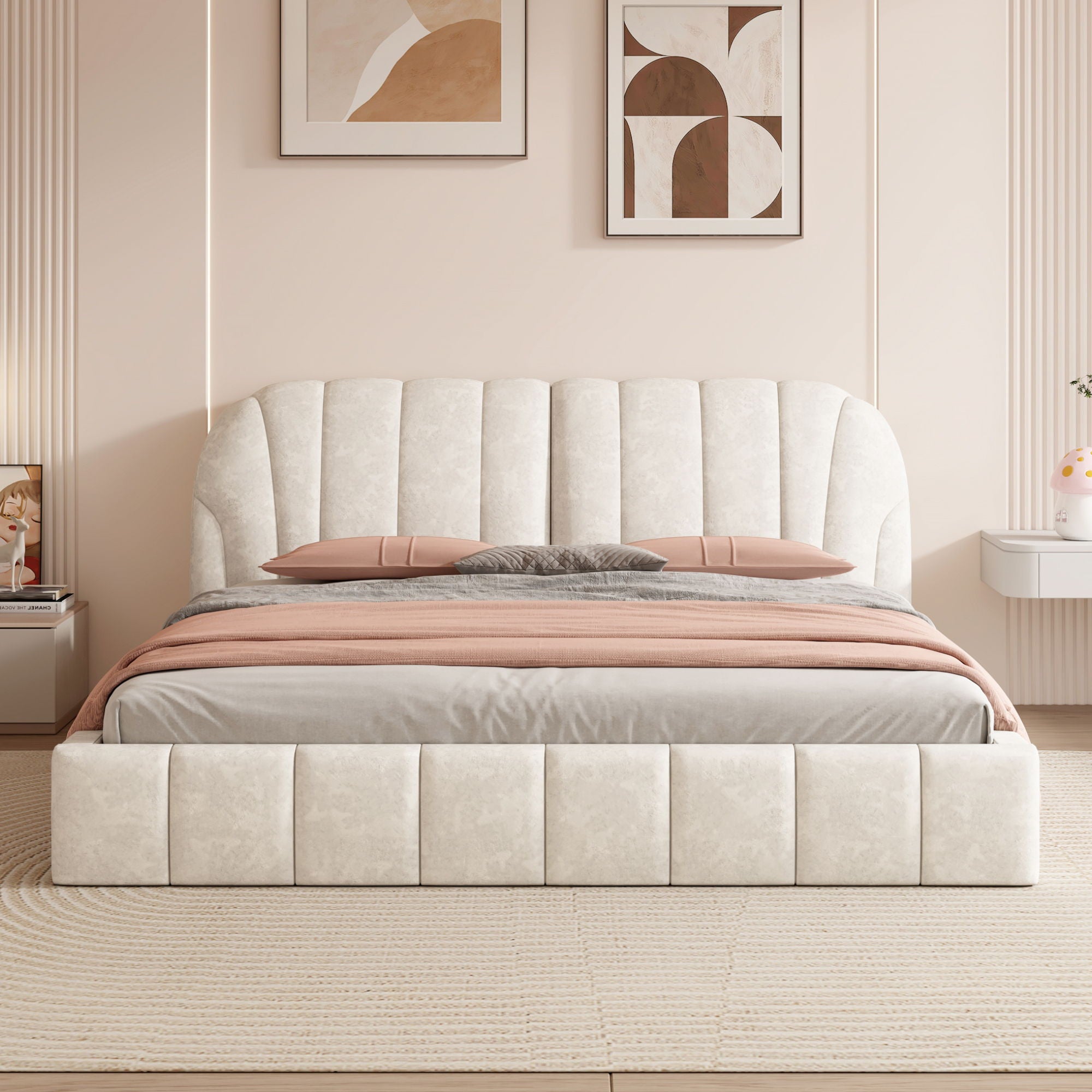 Elegant Design Upholstered Platform Bed