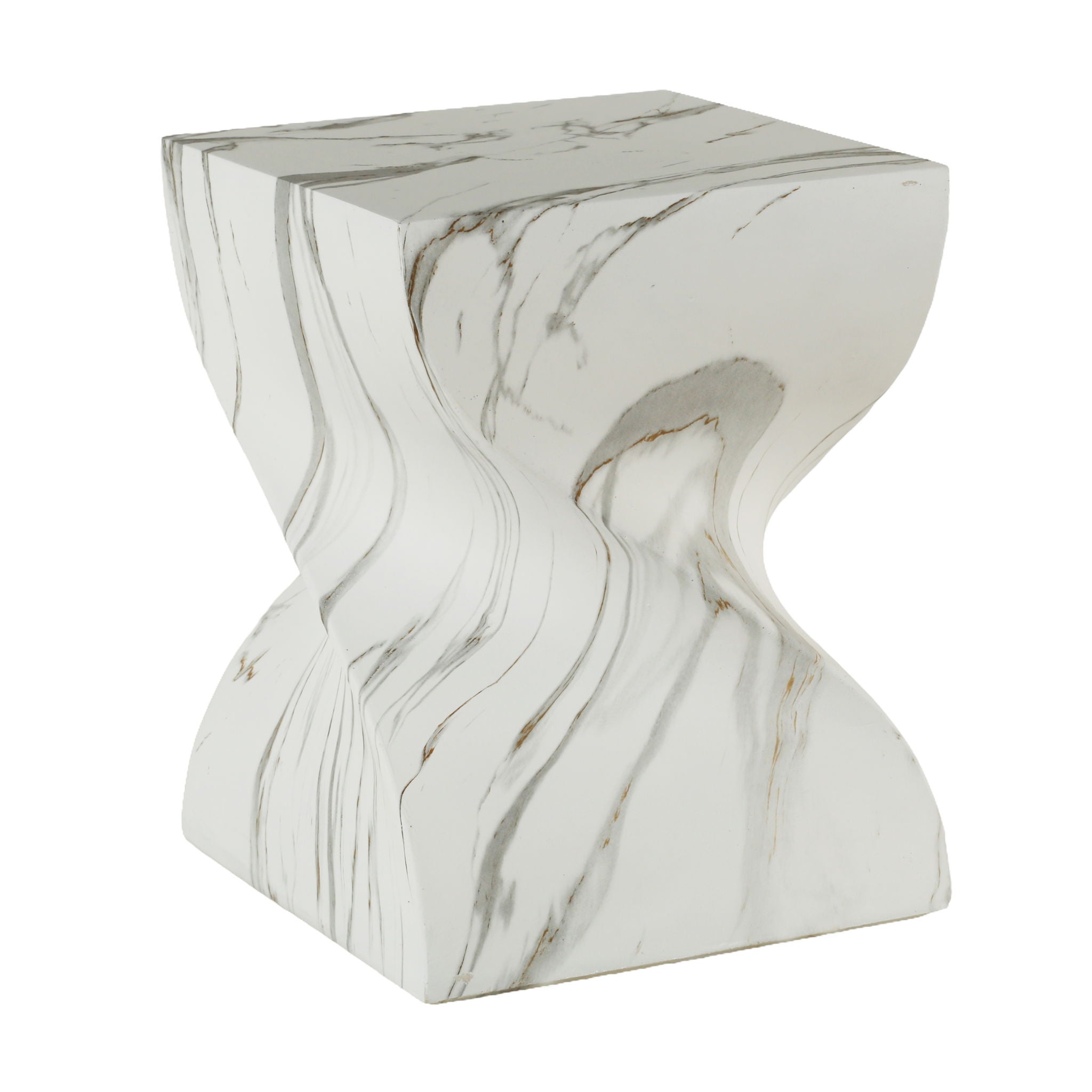 Outdoor End Table, Round Side Table For Patio And Garden - Marble