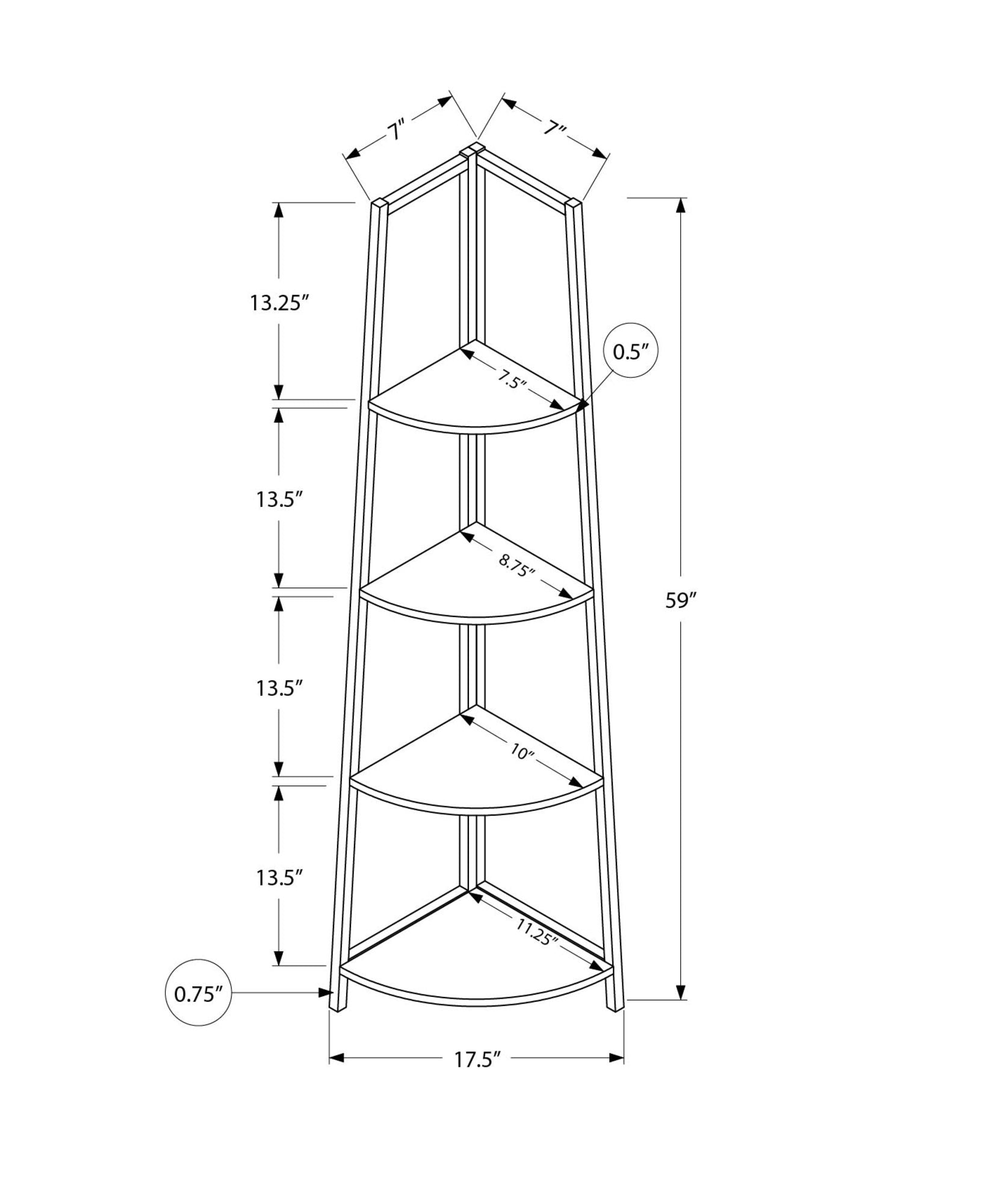 Bookshelf, Etagere, Corner, 4 Tier, Office, Contemporary & Modern