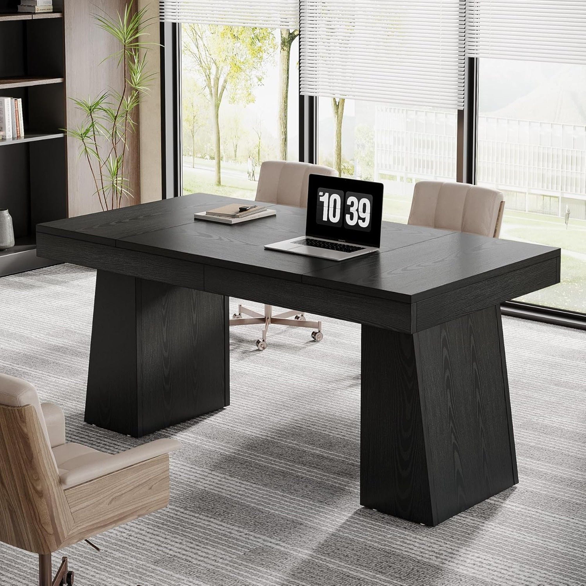 Executive Desk, Workstation With Double Trapezoid Base