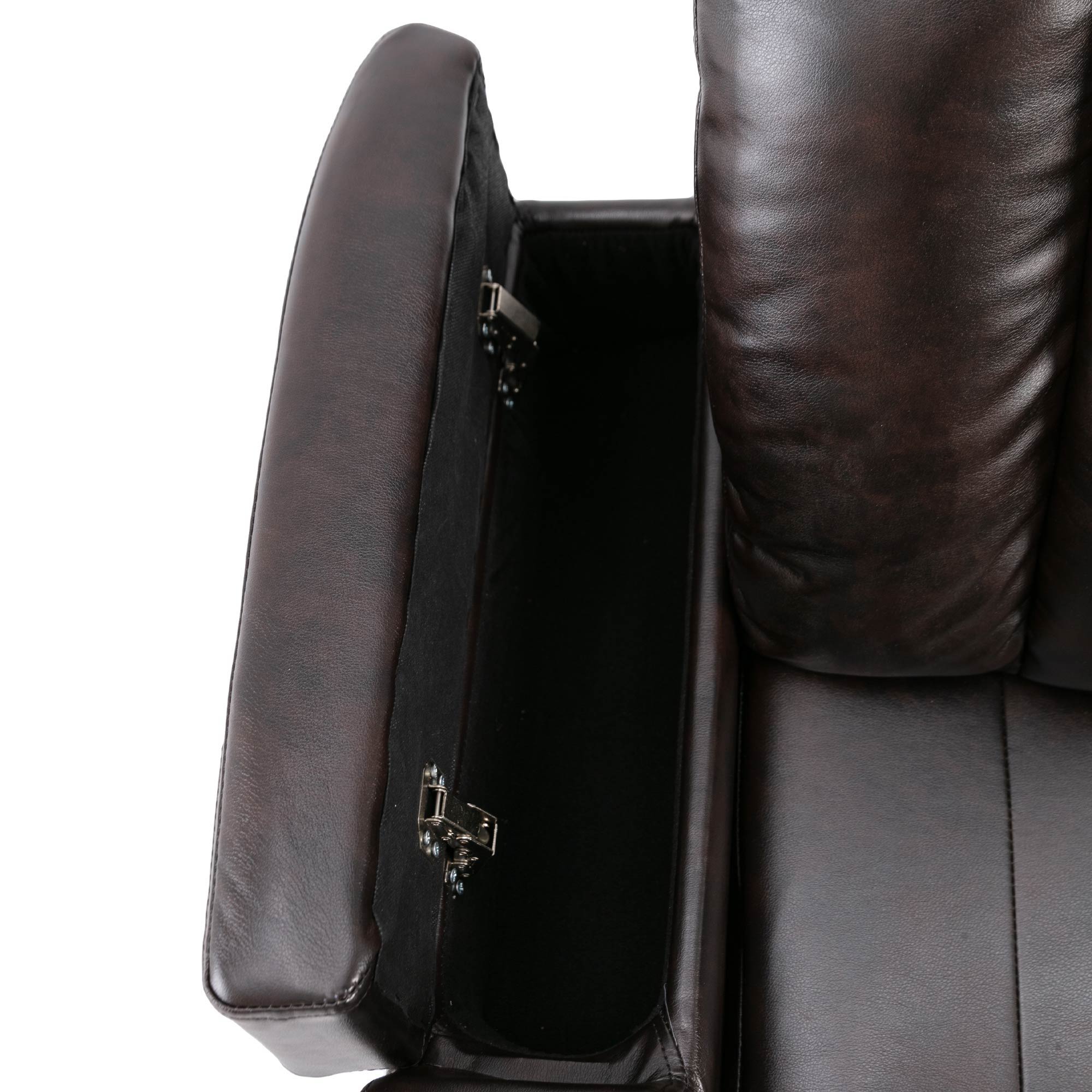 Power Recliner With Storage Arms, Cupholders, Swivel Tray Table And Cell Phone Stand - Brown - Best Buy Furniture