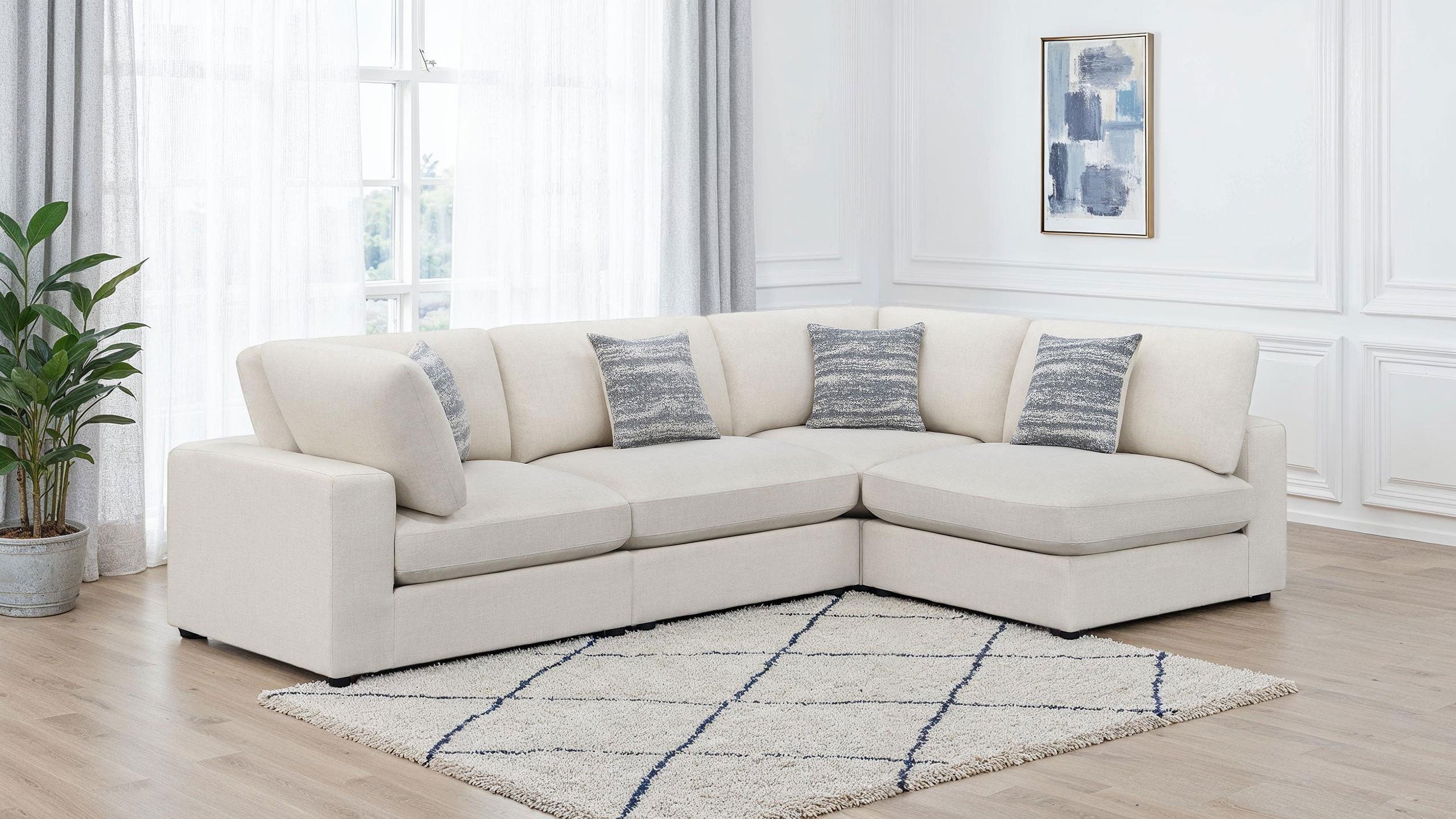 Serene 4-piece Upholstered Modular Sectional Sofa Beige-CoasterEssence