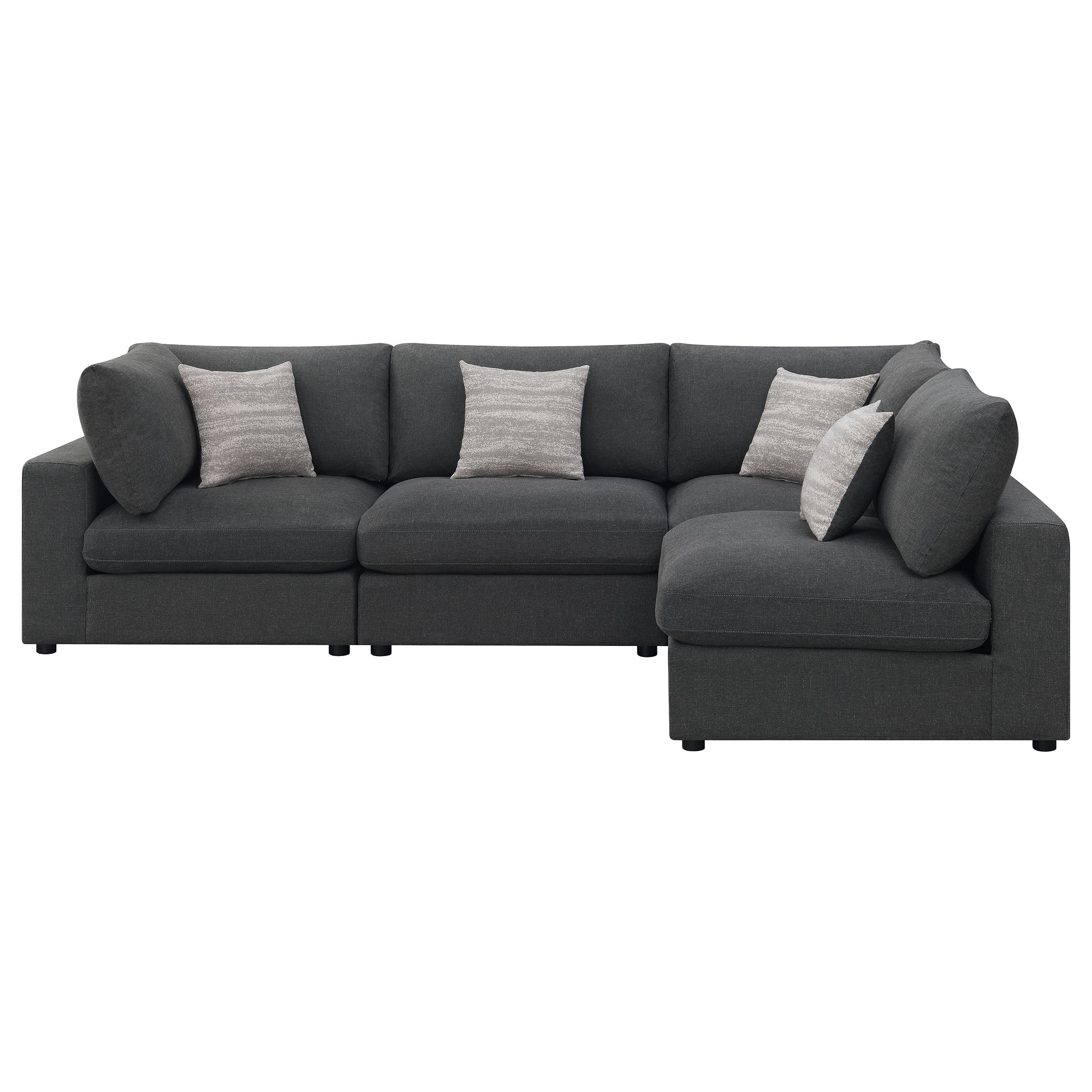 Serene 4-piece Upholstered Modular Sectional Sofa Charcoal-CoasterEssence