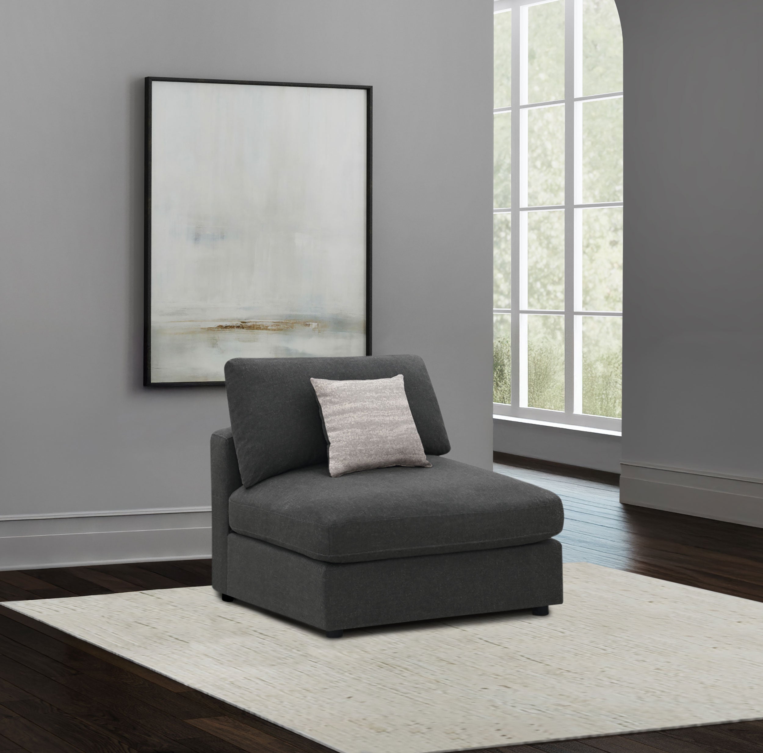 Serene Upholstered Armless Chair Charcoal-CoasterEssence