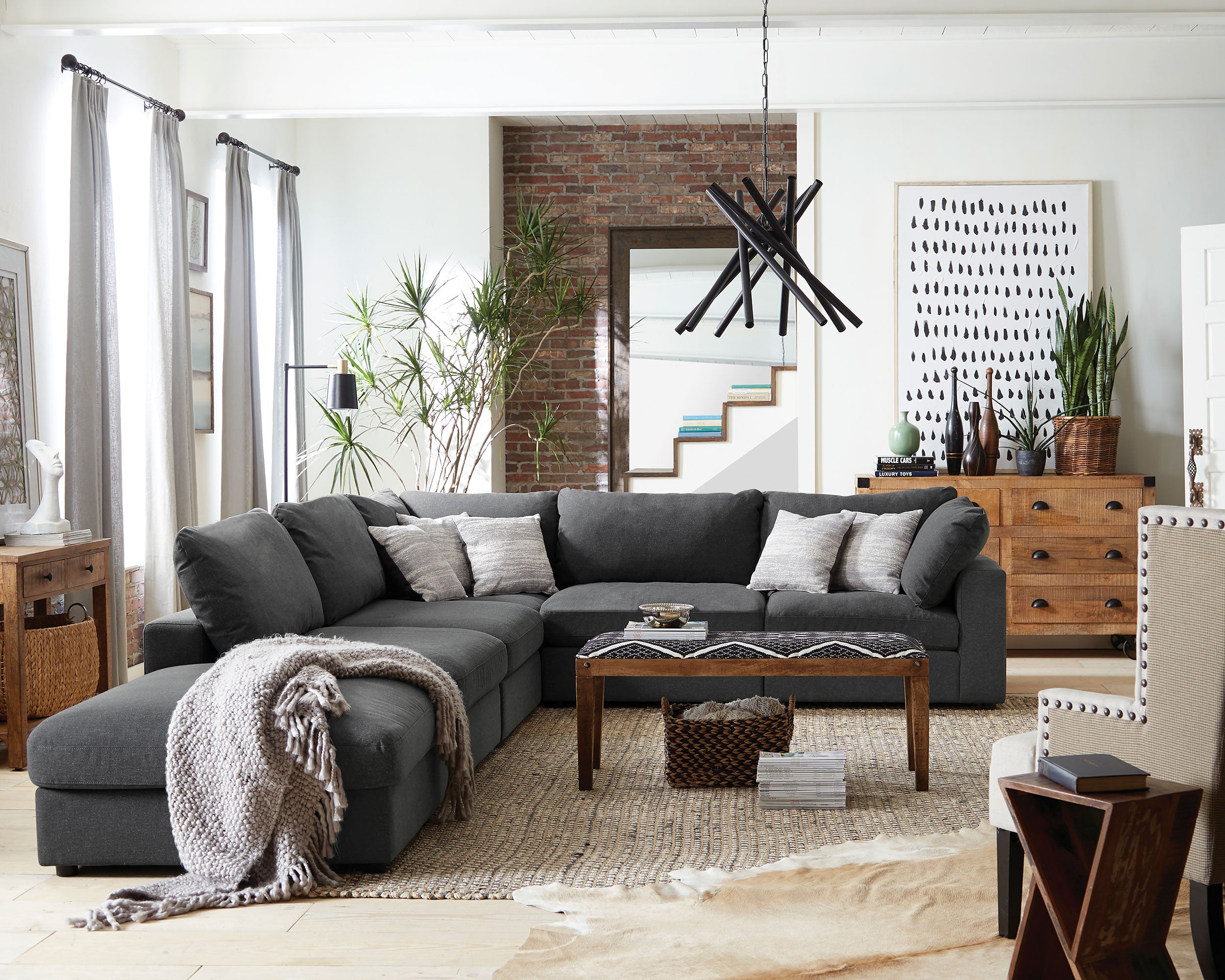 Serene Square Upholstered Ottoman Charcoal-CoasterEssence