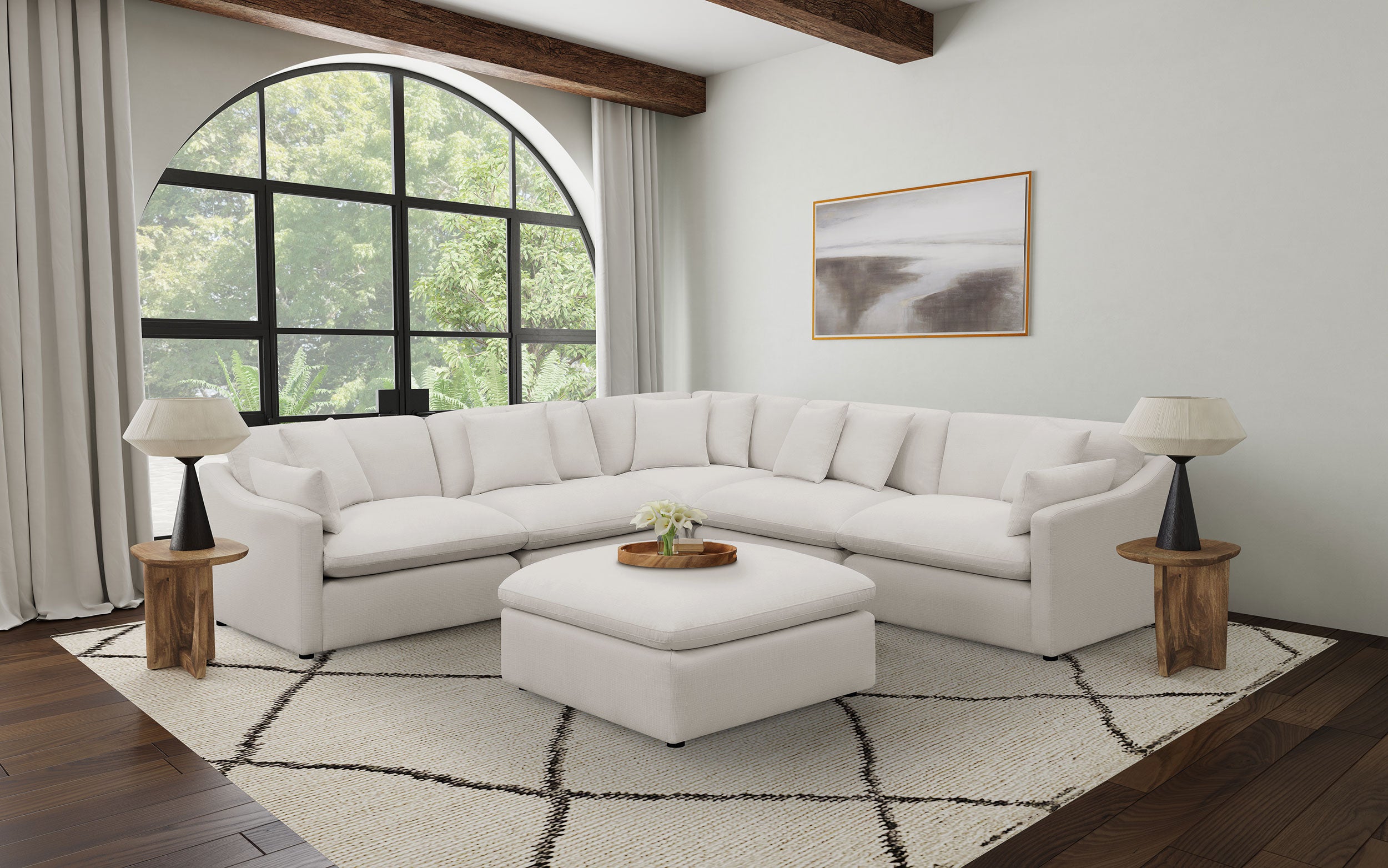 Hobson Upholstered Corner Ivory-CoasterElevations