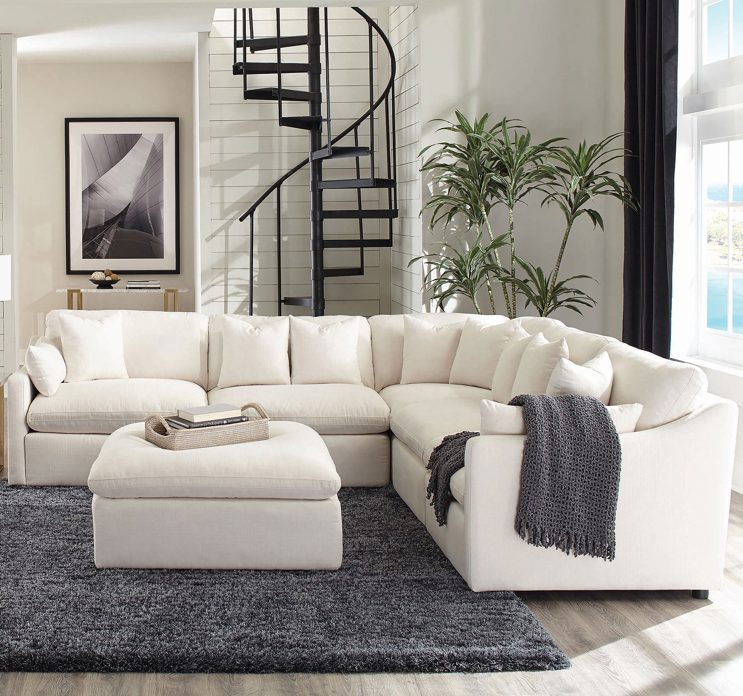 Hobson Square Upholstered Ottoman Ivory-CoasterElevations