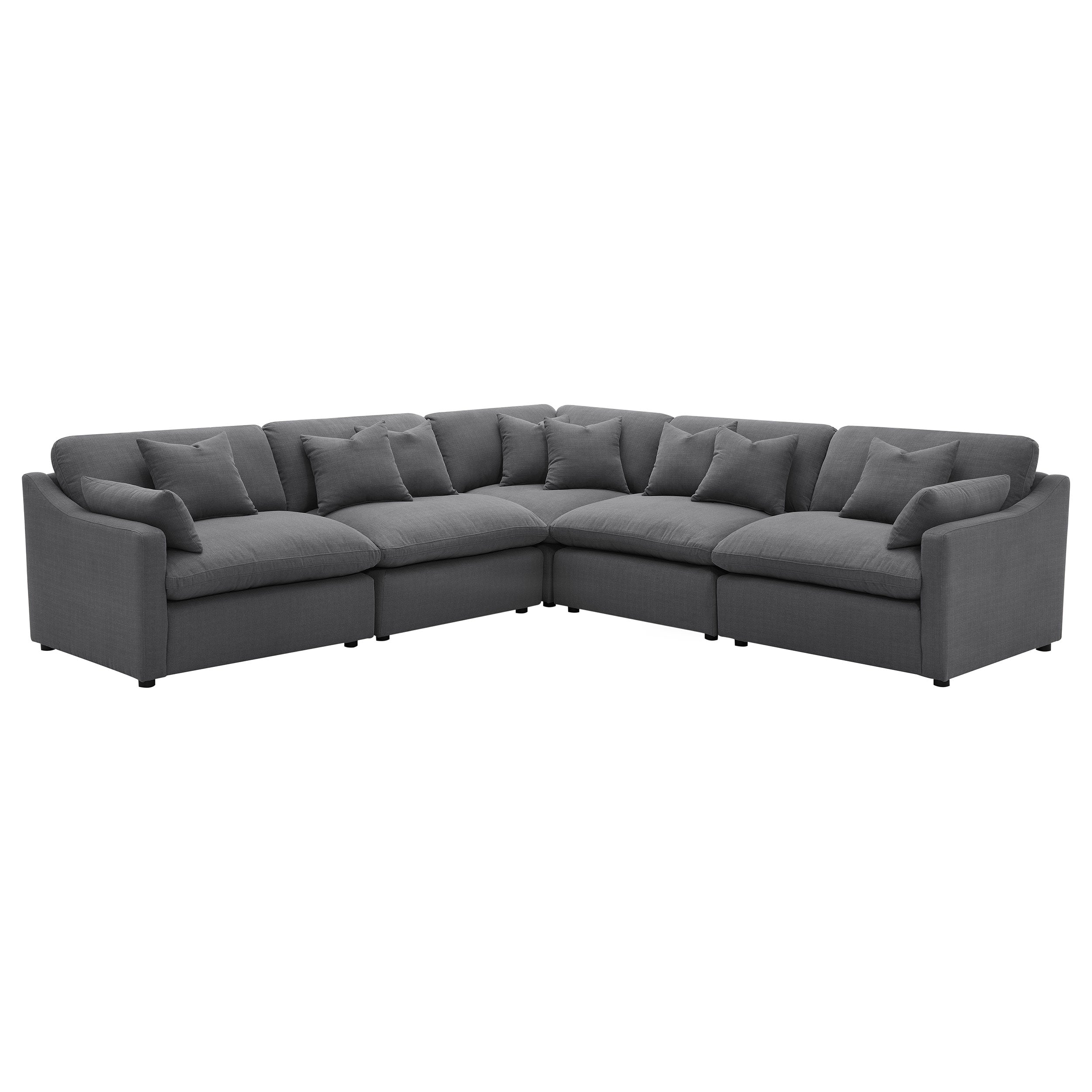 Hobson 5-piece Upholstered Modular Sectional Sofa Charcoal-Coaster