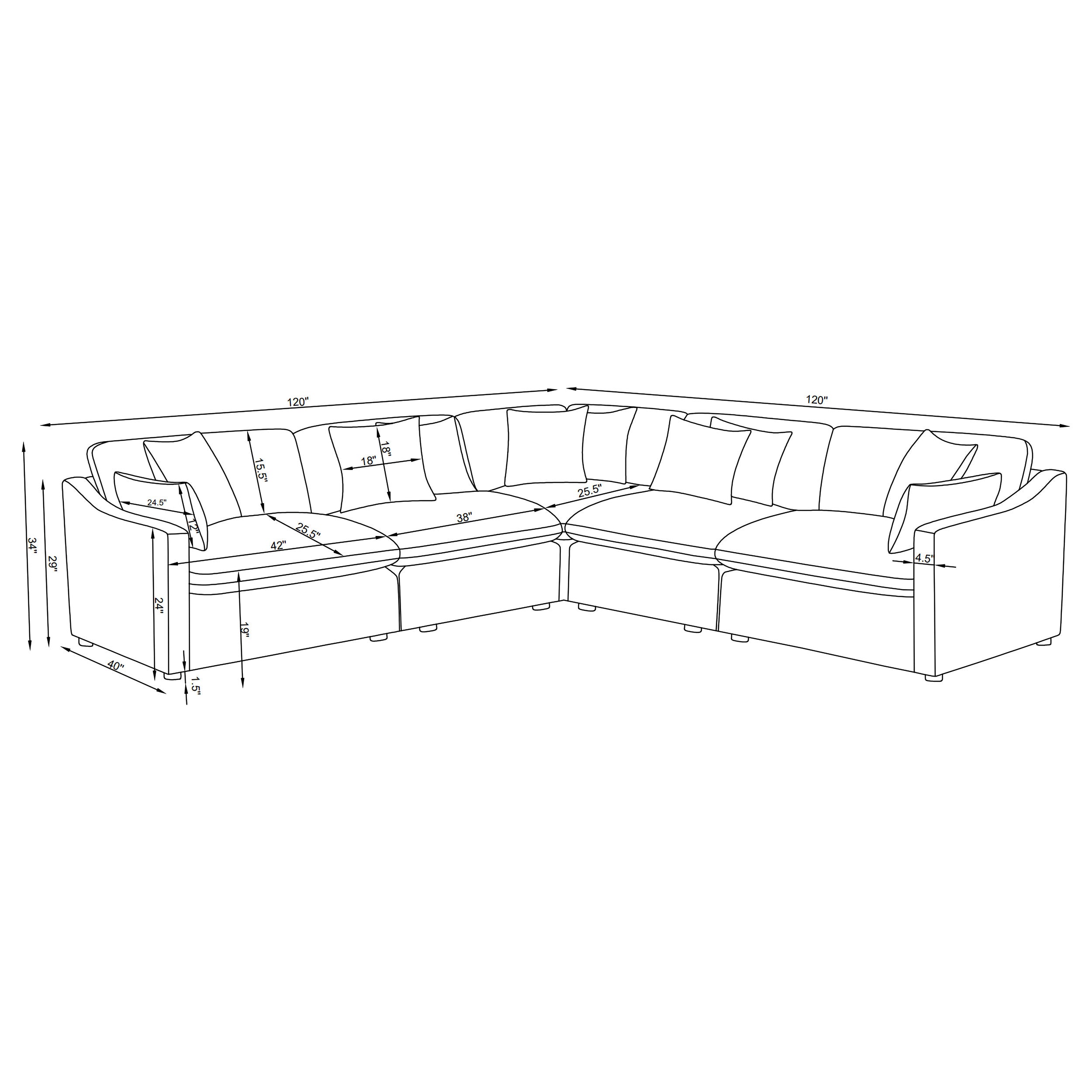 Hobson 5-piece Upholstered Modular Sectional Sofa Charcoal-Coaster