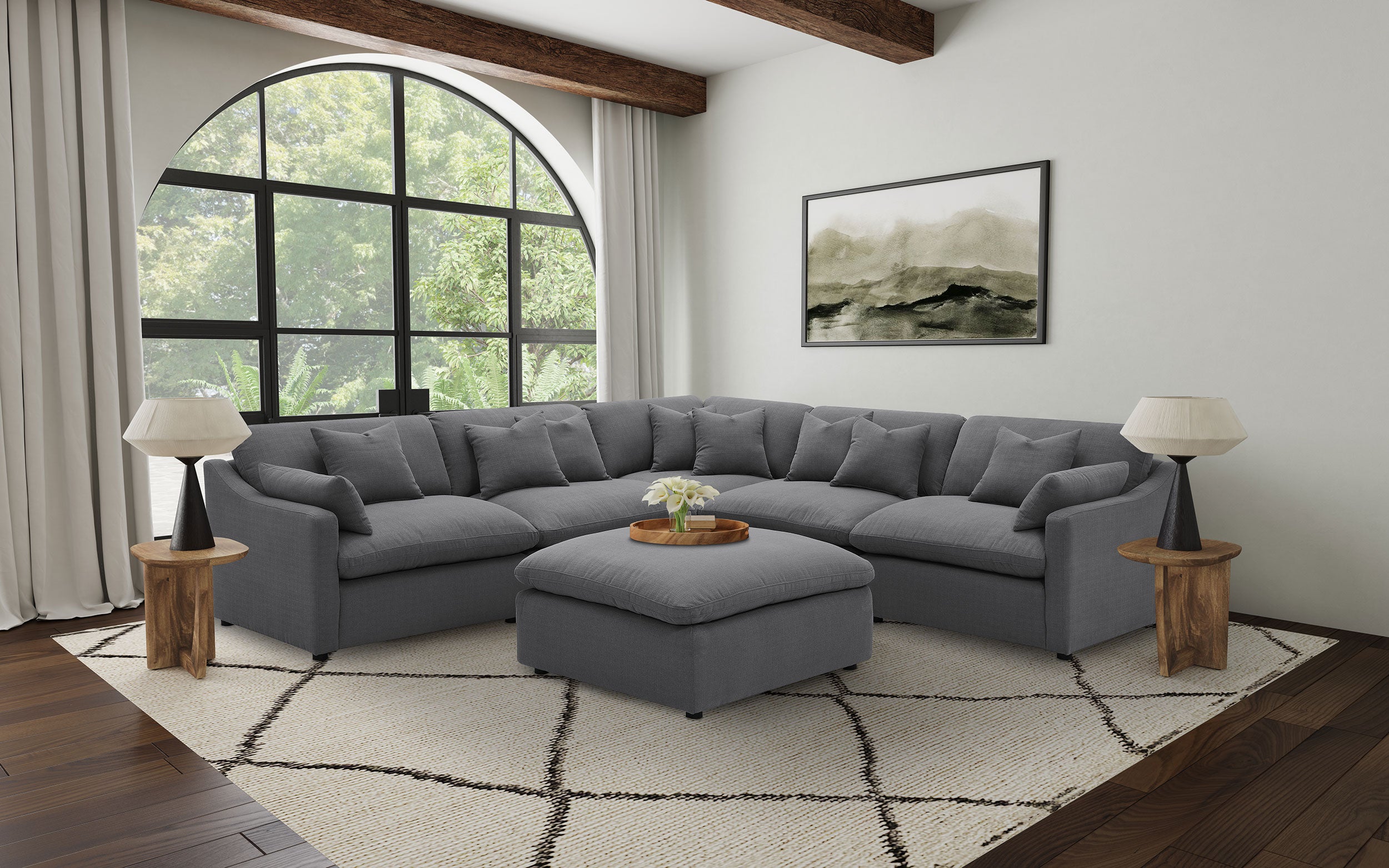 Hobson Upholstered Corner Charcoal-
