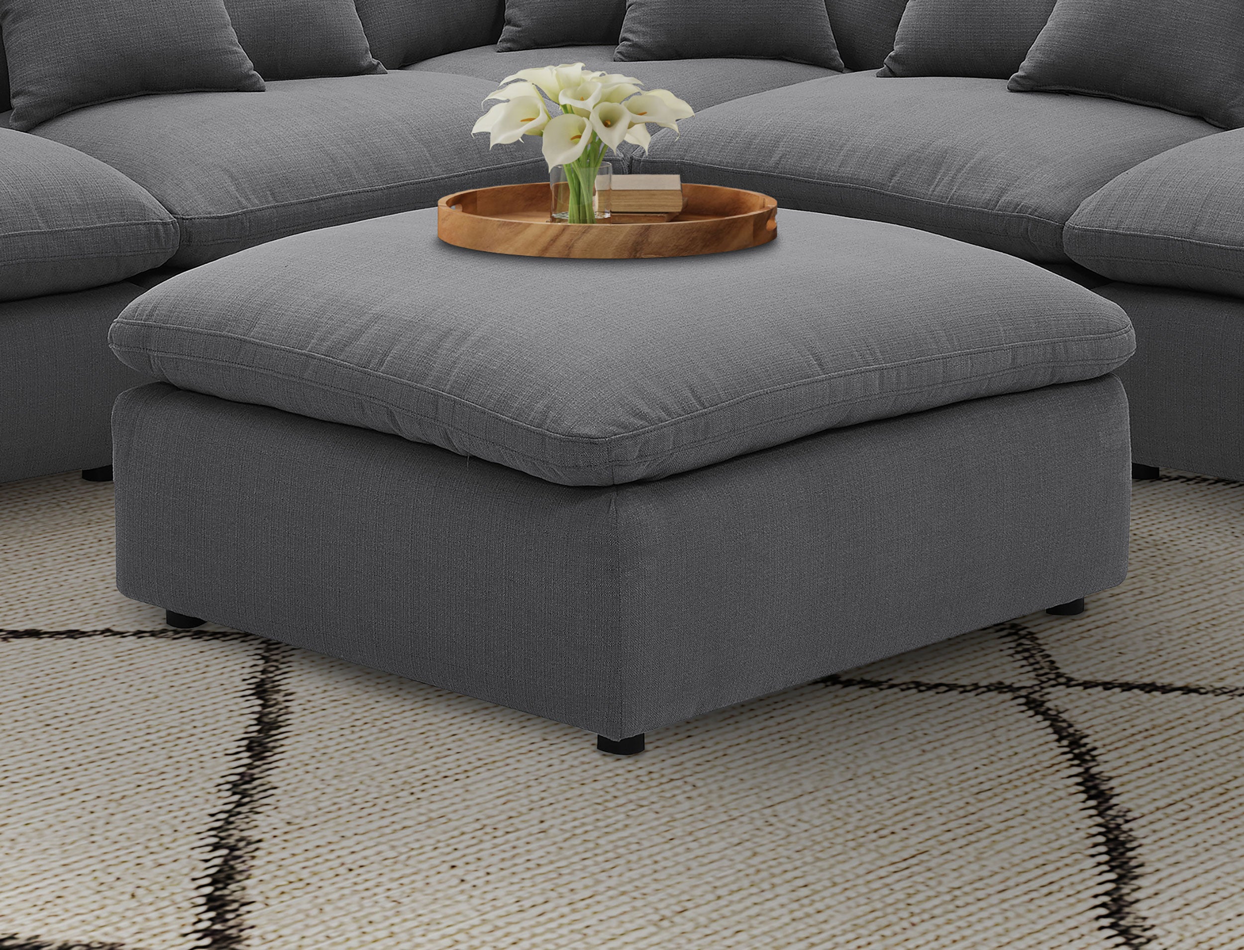 Hobson Square Upholstered Ottoman Charcoal-