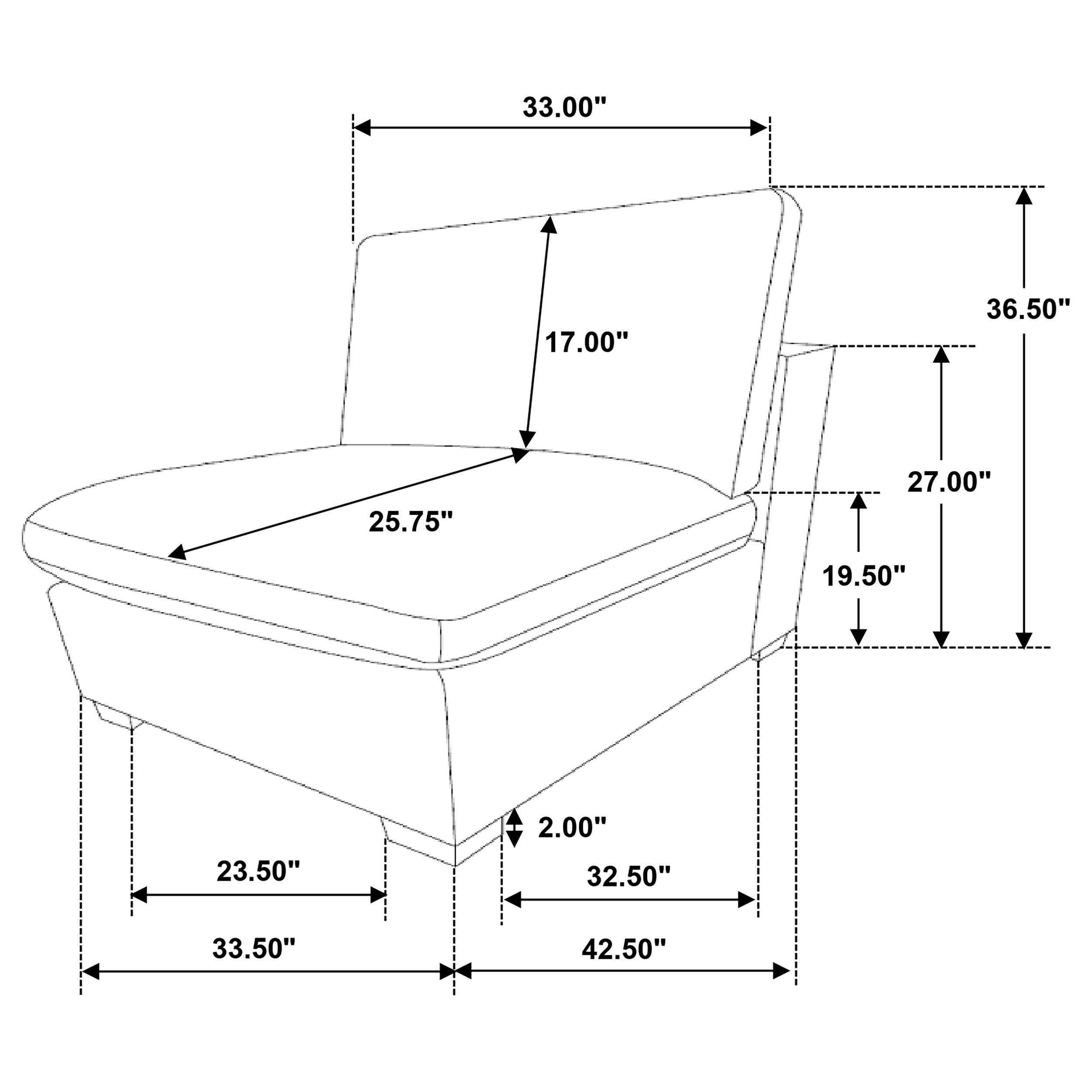 Lakeview Upholstered Armless Chair Ivory-