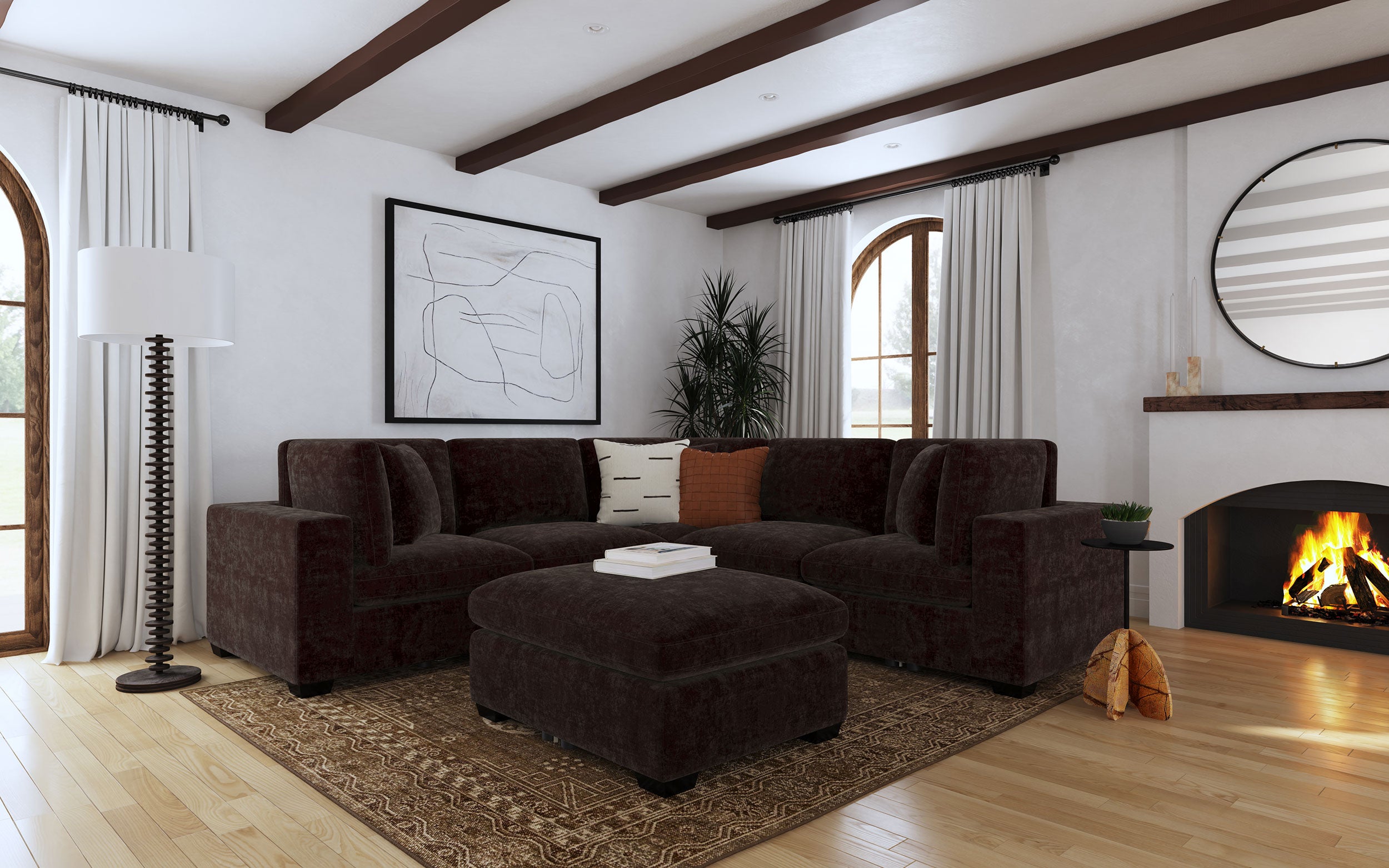 Lakeview 6-piece Upholstered Modular Sectional Chocolate-Coaster