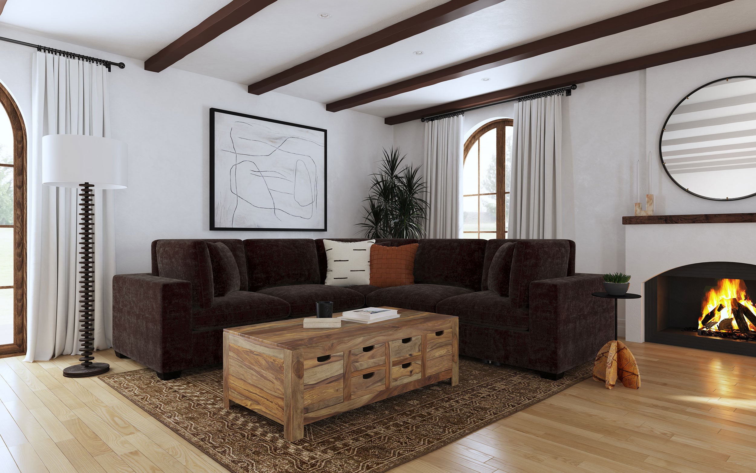 Lakeview 6-piece Upholstered Modular Sectional Chocolate-Coaster