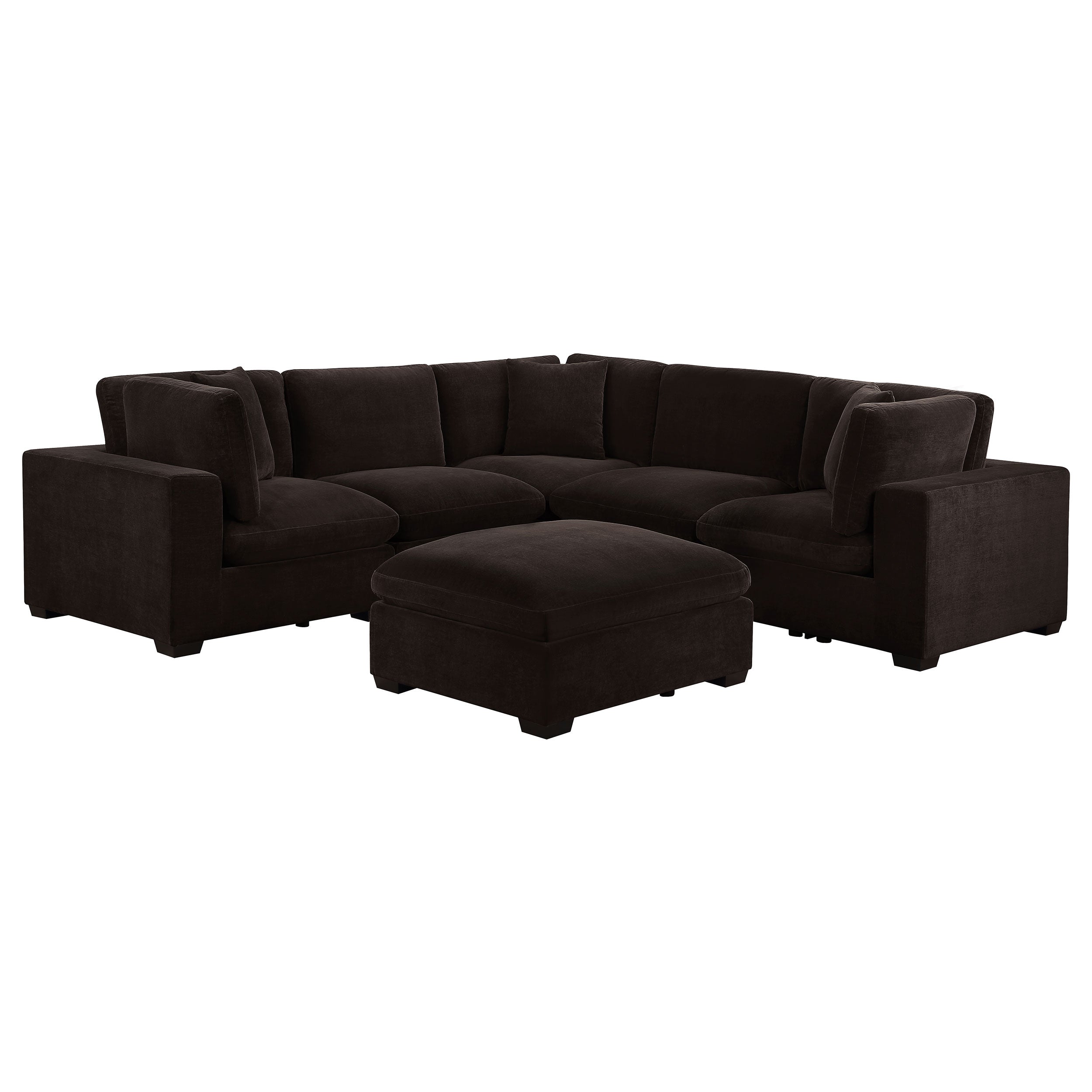 Lakeview 6-piece Upholstered Modular Sectional Chocolate-Coaster