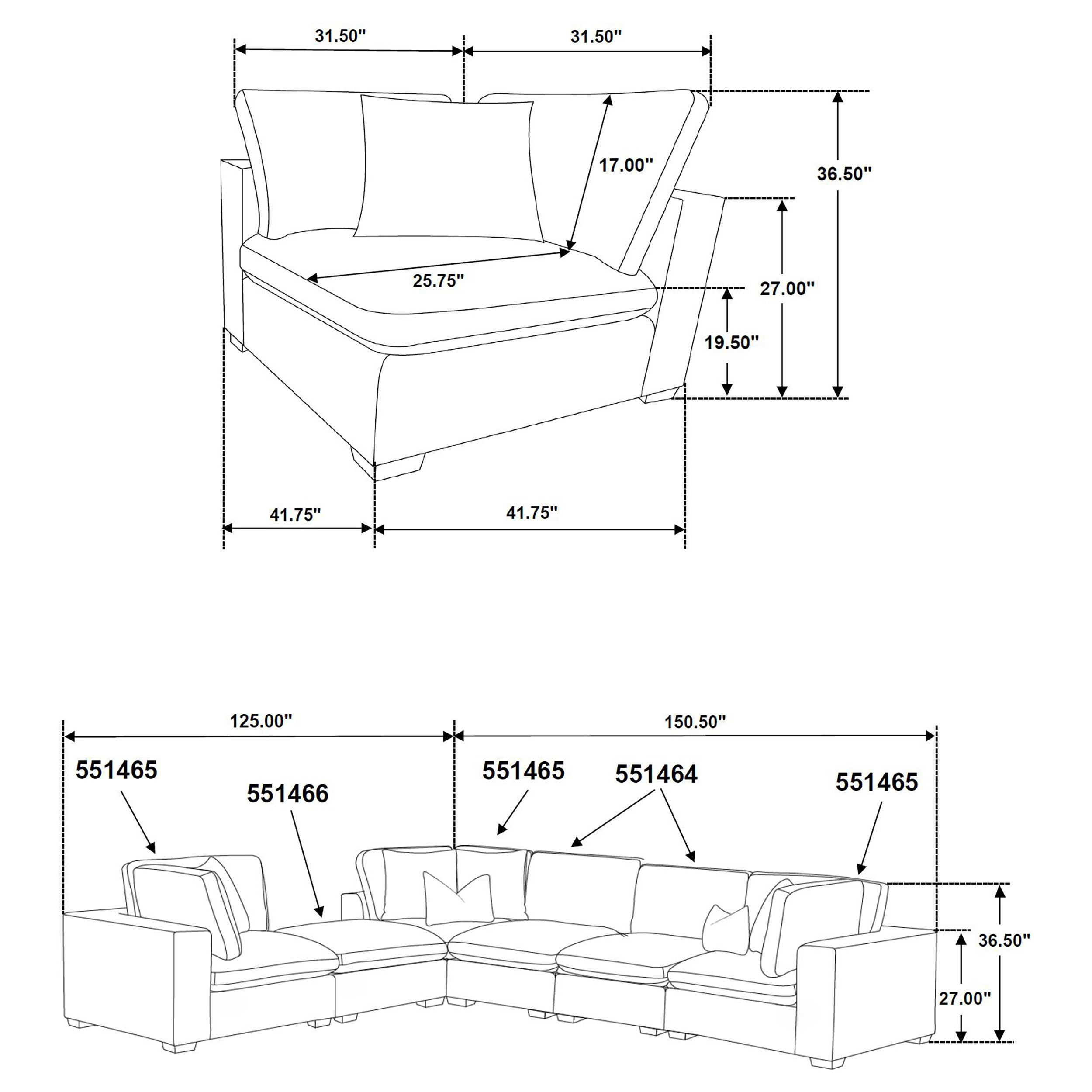 Lakeview 6-piece Upholstered Modular Sectional Chocolate-Coaster