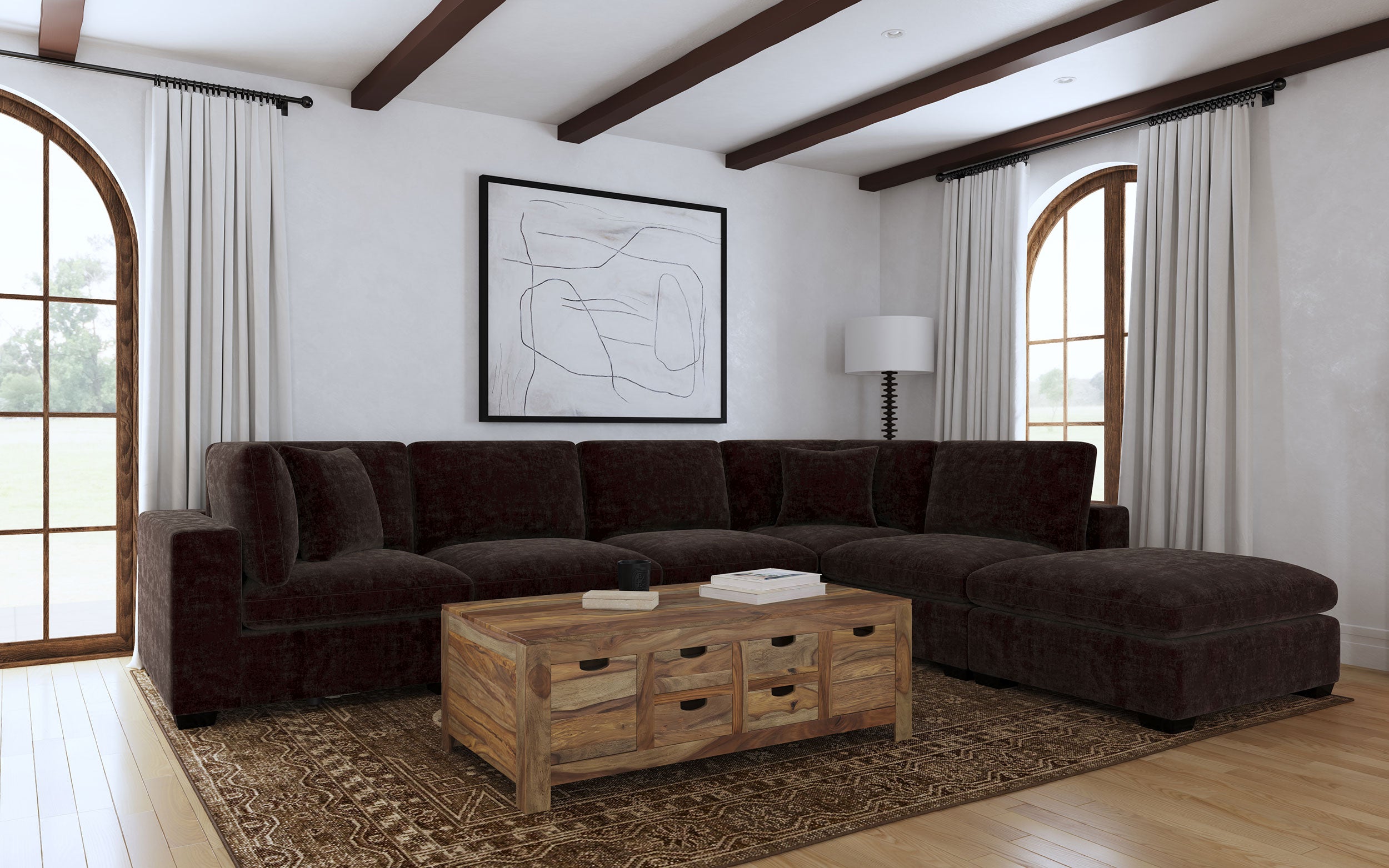 Lakeview Upholstered Corner Chair Dark Chocolate-