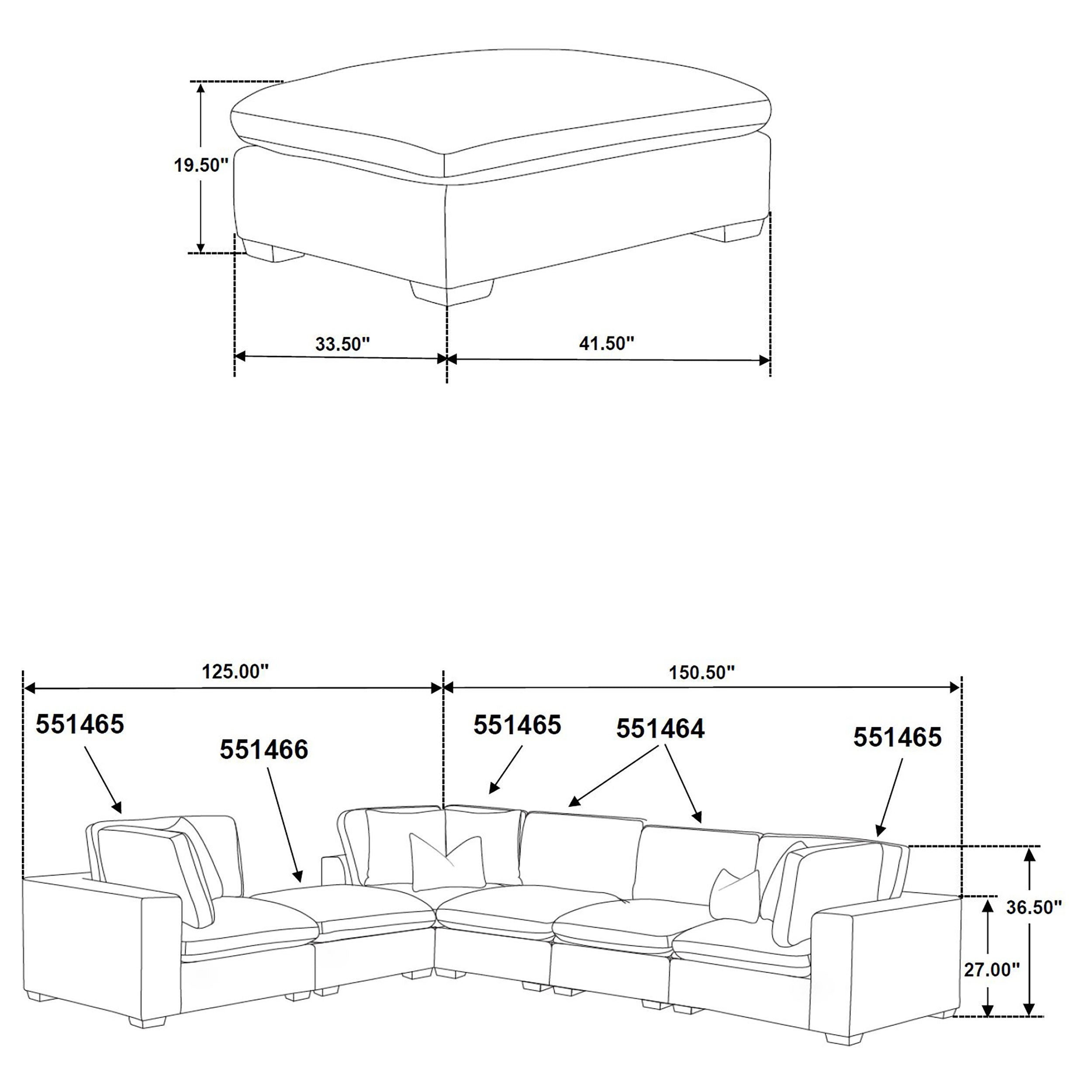Lakeview Rectangular Upholstered Ottoman Dark Chocolate-