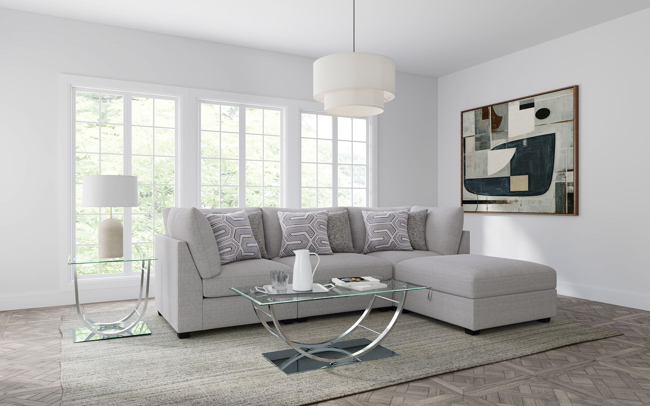 Cambria 4-piece Upholstered Modular Sectional Sofa Grey-CoasterElevations