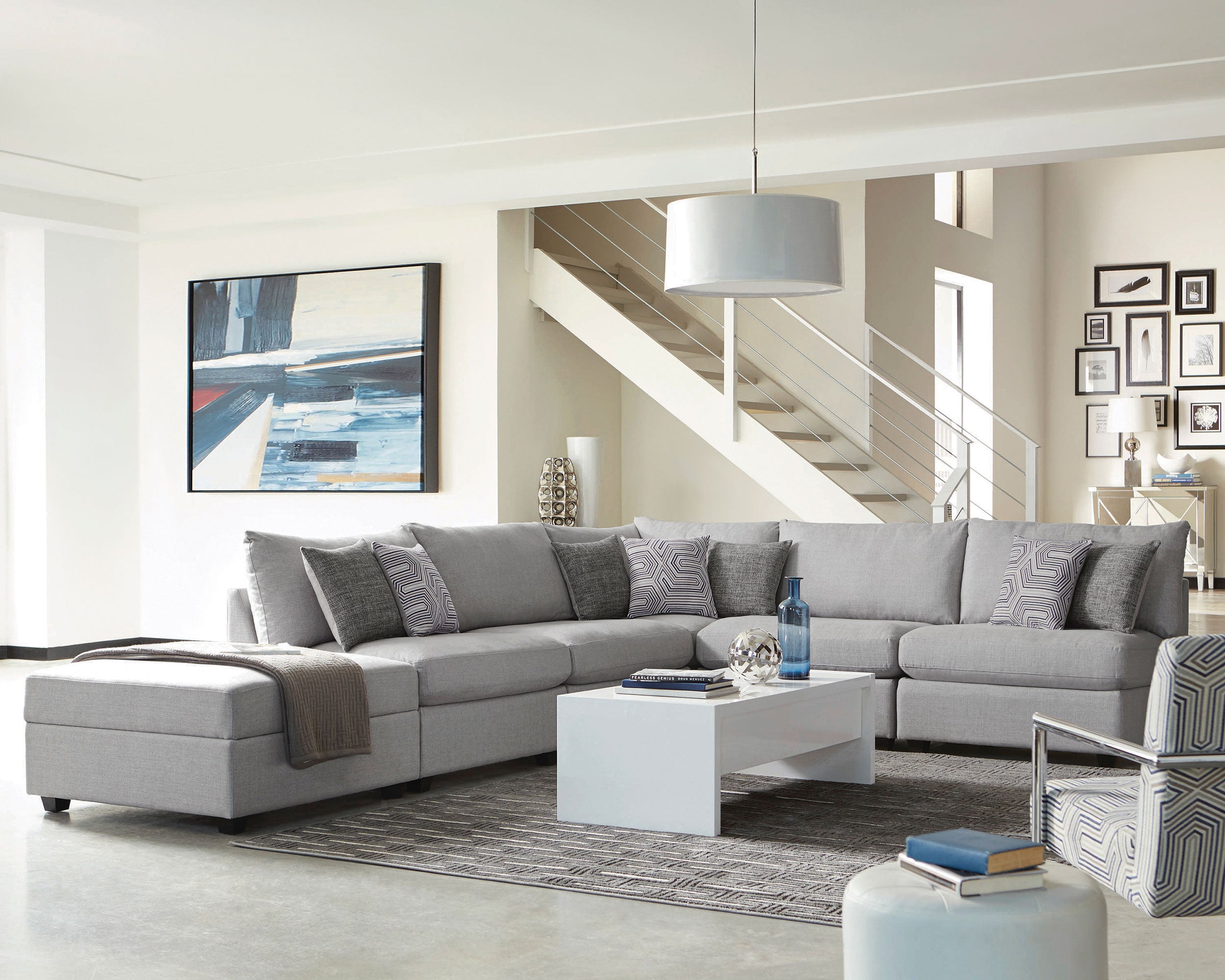 Cambria 4-piece Upholstered Modular Sectional Sofa Grey-CoasterElevations