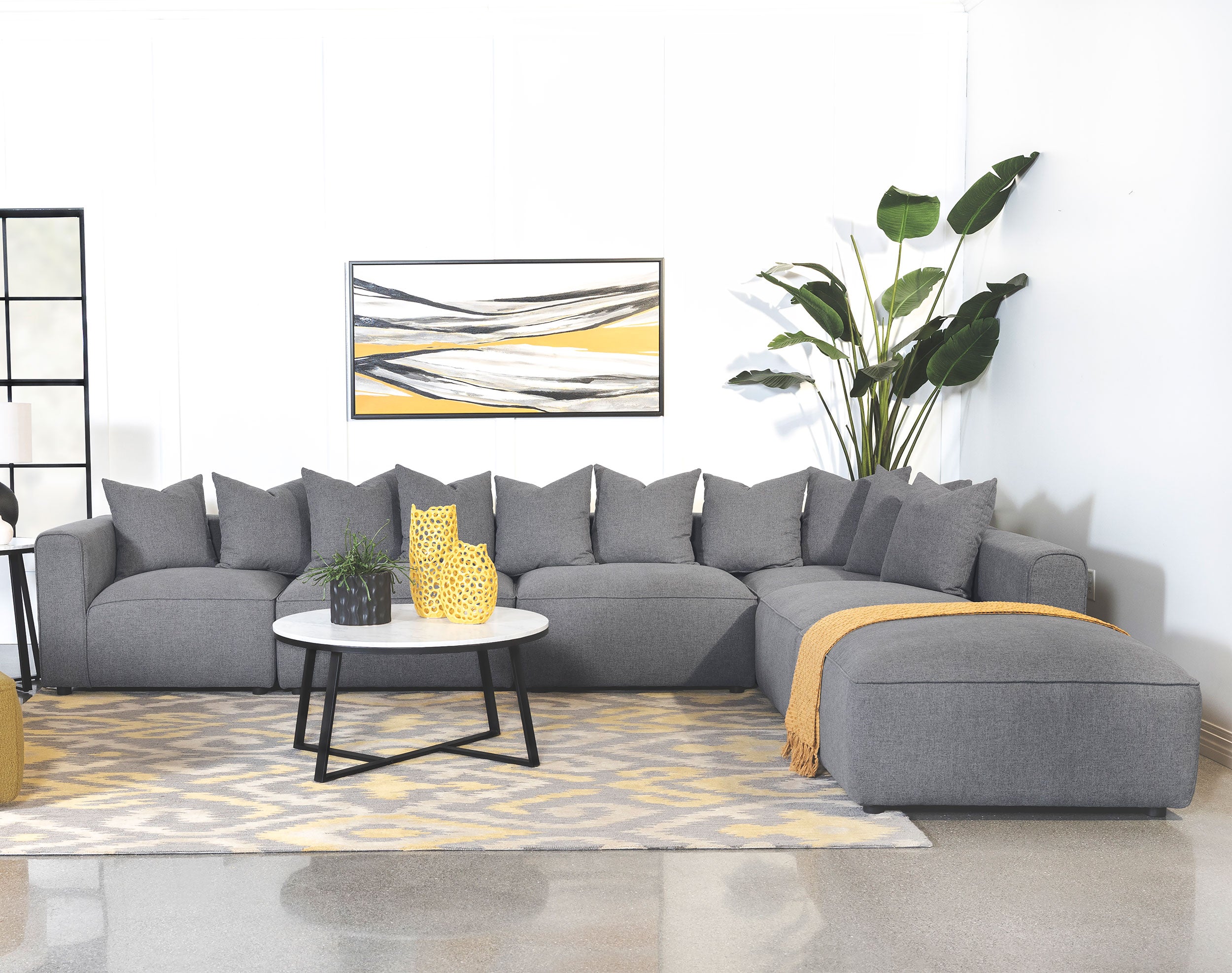 Jennifer 6-piece Upholstered Modular Sectional Grey-CoasterElevations