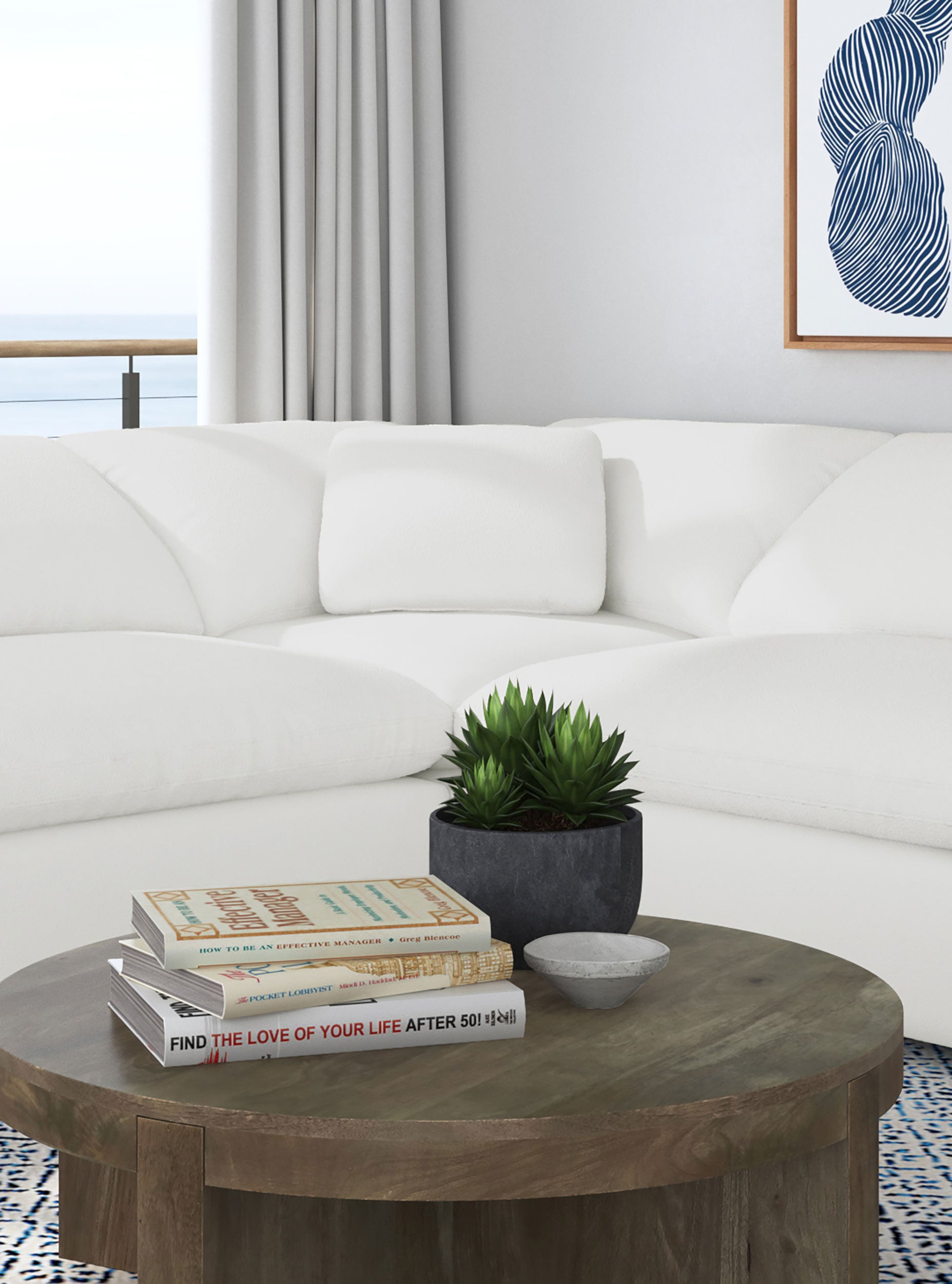 Raleigh Boucle Upholstered Corner Chair Ivory-