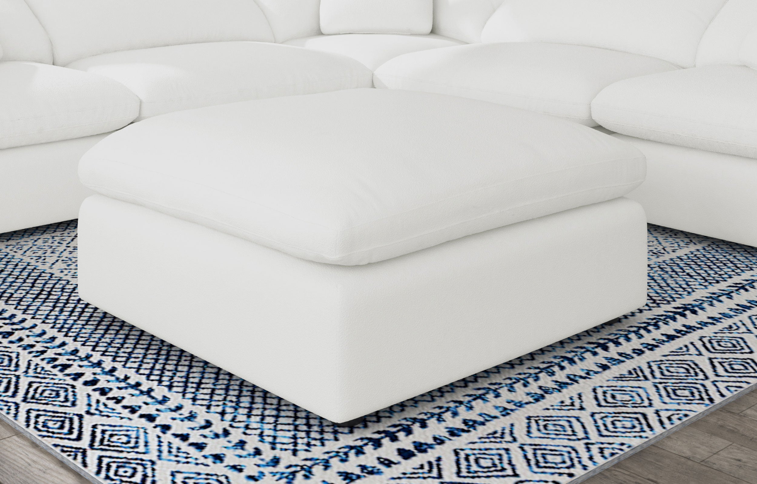 Raleigh Boucle Upholstered Ottoman Ivory-