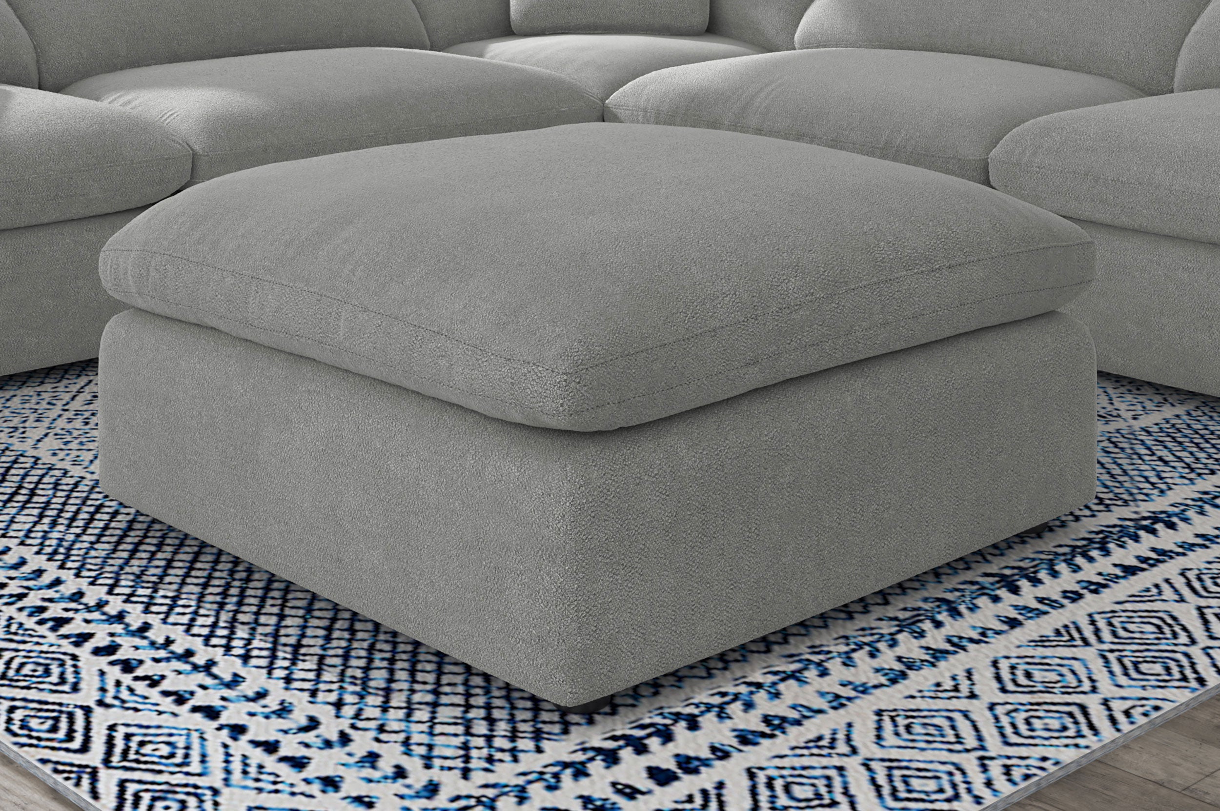 Raleigh Boucle Upholstered Ottoman Grey-