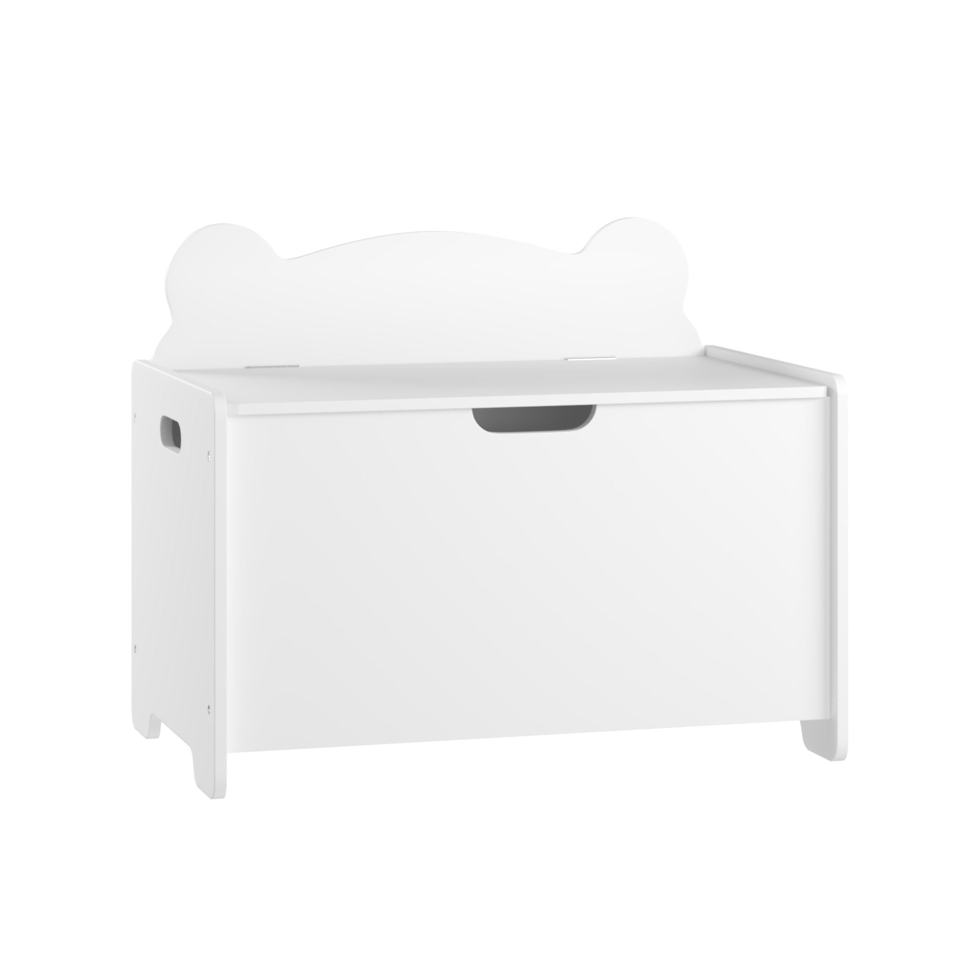 Toy Box With Bear Headboard, Organizer Storage Chest - White