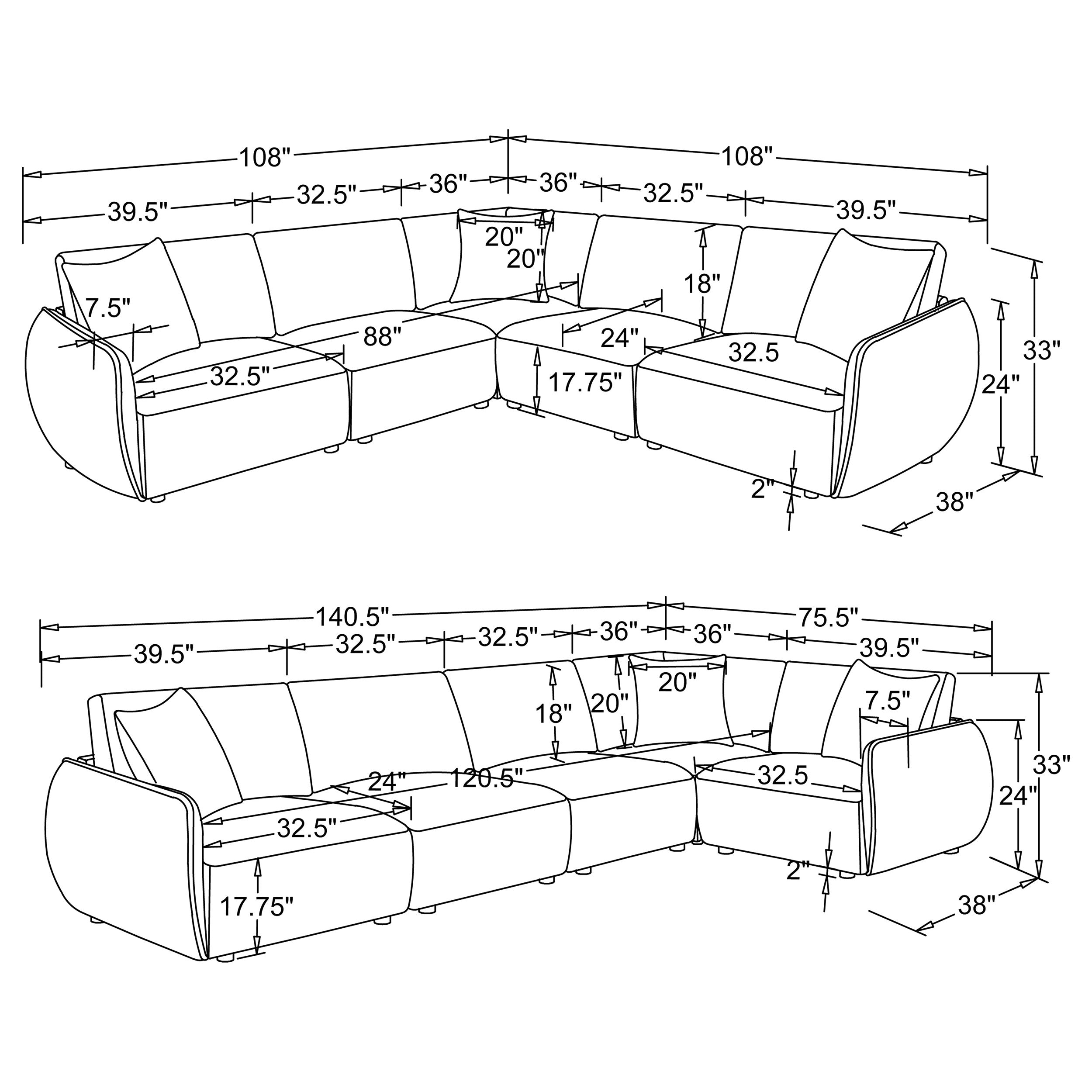 Elysia 5-piece Chenille Upholstered Modular Sectional Sofa Coral-Coaster