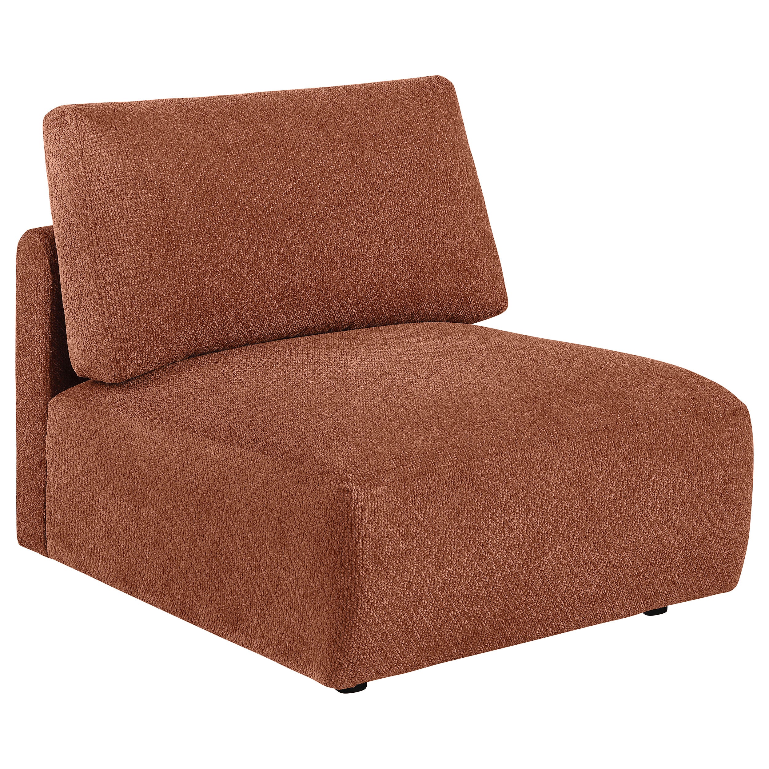 Elysia Chenille Upholstered Modular Armless Chair Coral-