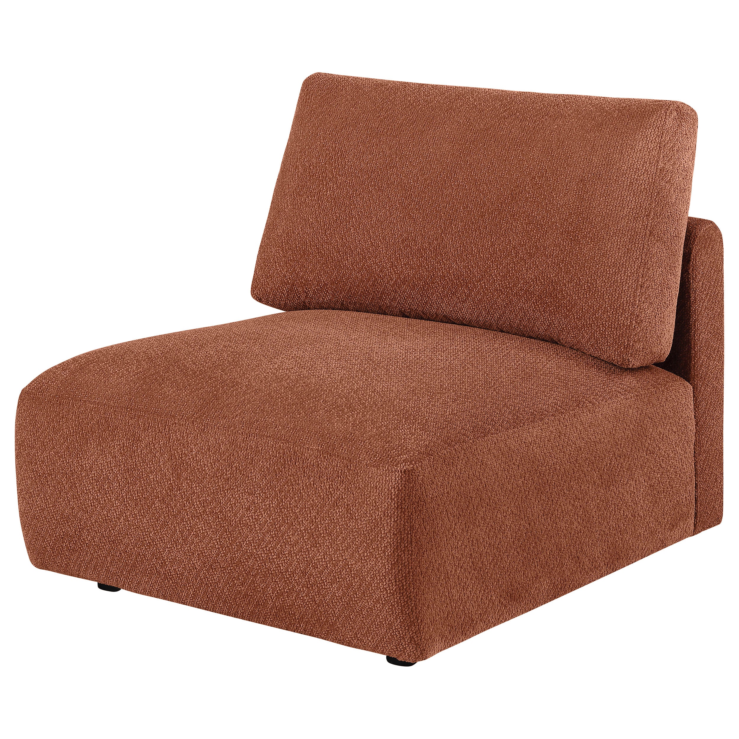 Elysia Chenille Upholstered Modular Armless Chair Coral-