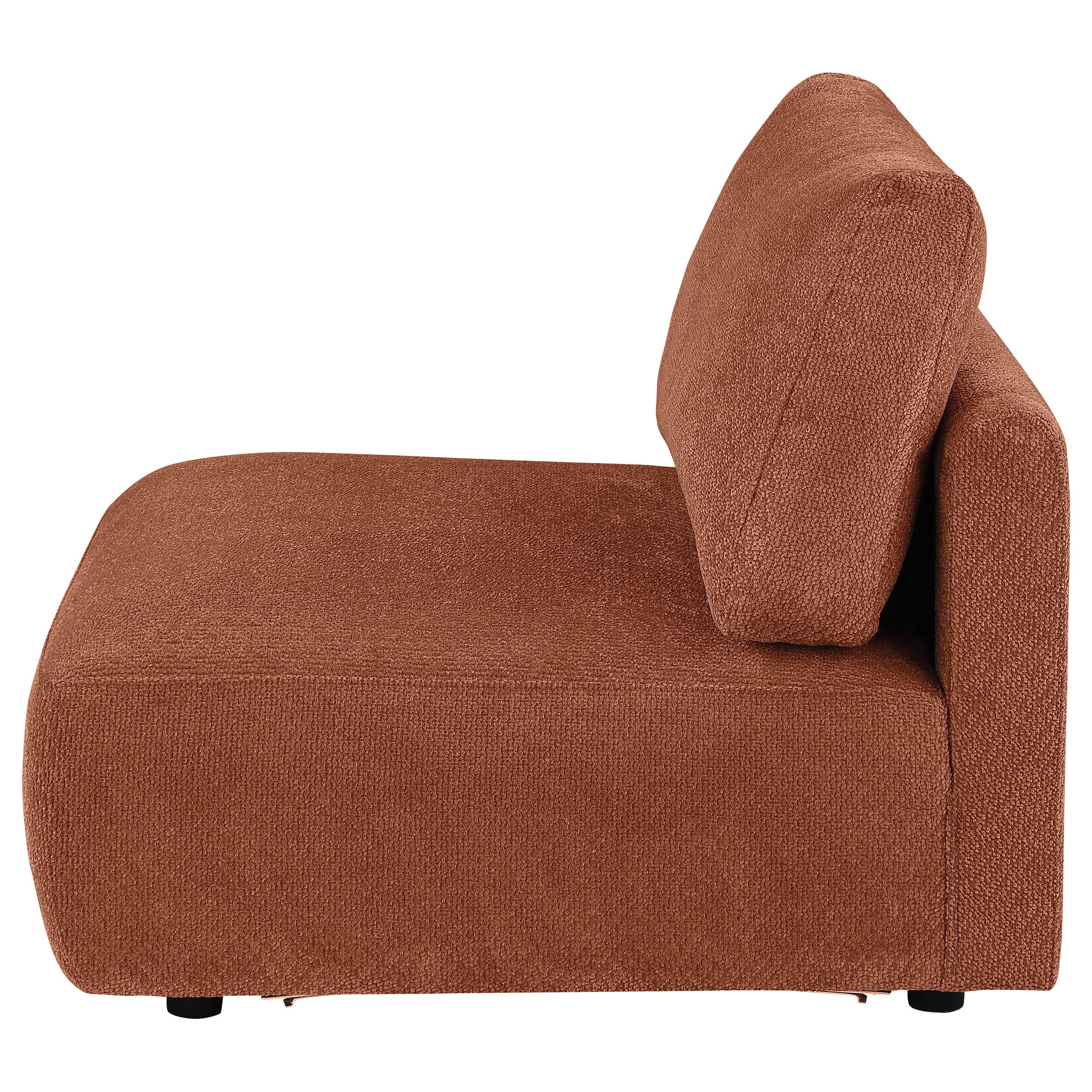Elysia Chenille Upholstered Modular Armless Chair Coral-
