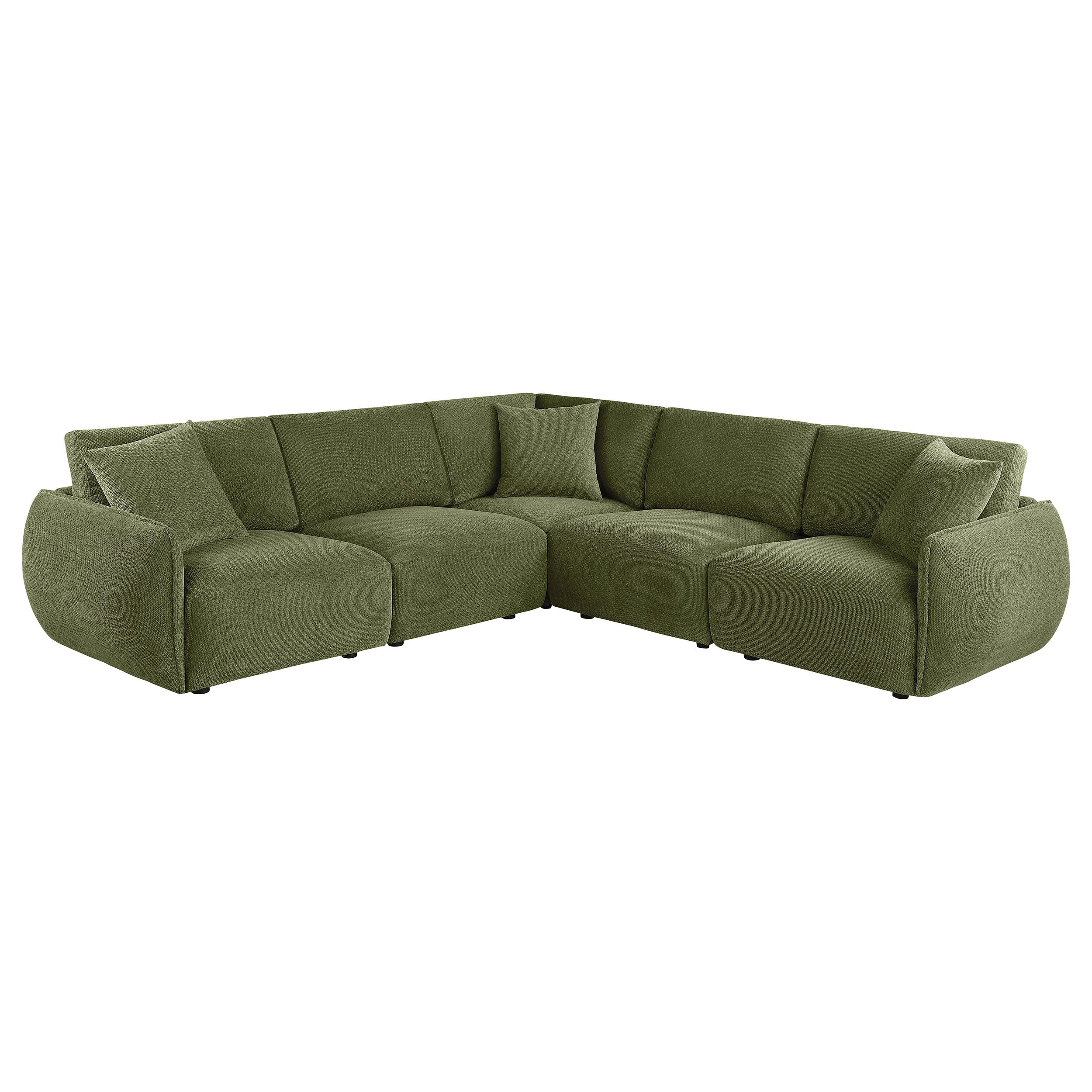 Elysia 5-piece Chenille Upholstered Modular Sectional Sofa Green-Coaster