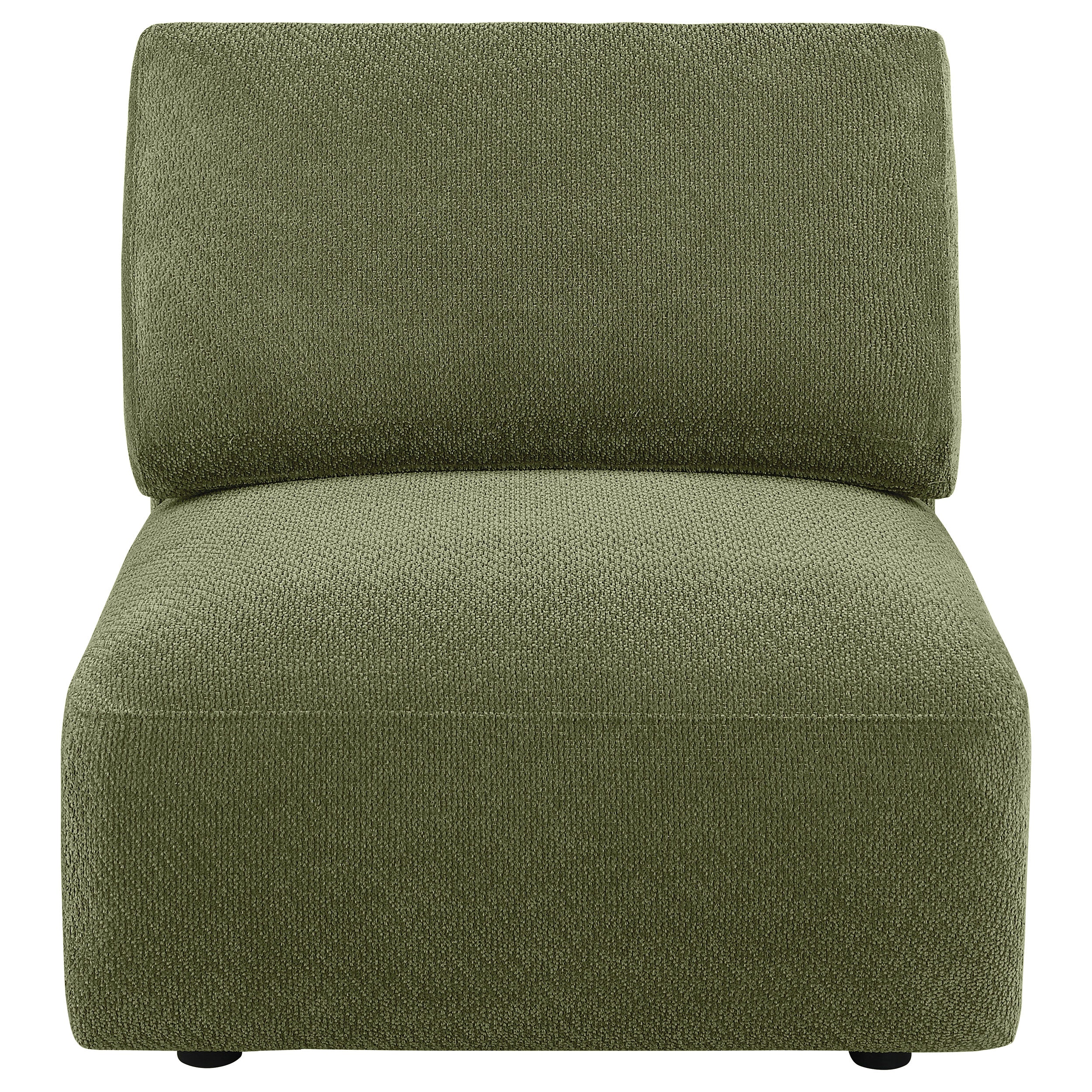 Elysia Chenille Upholstered Modular Armless Chair Green-