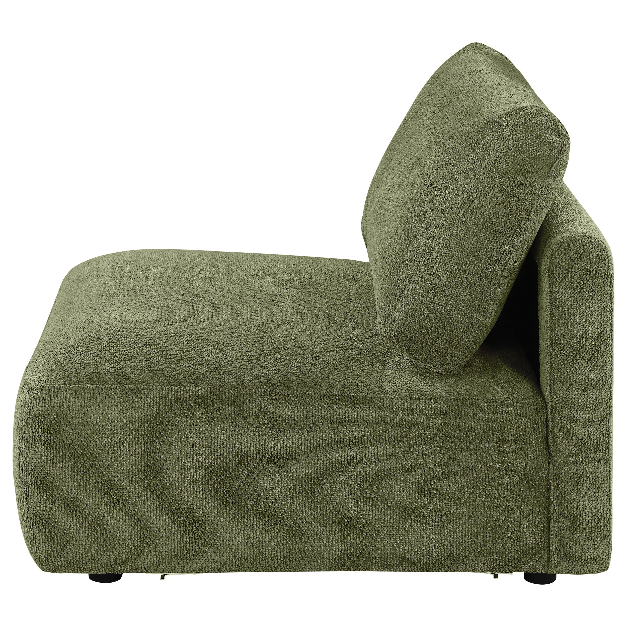 Elysia Chenille Upholstered Modular Armless Chair Green-