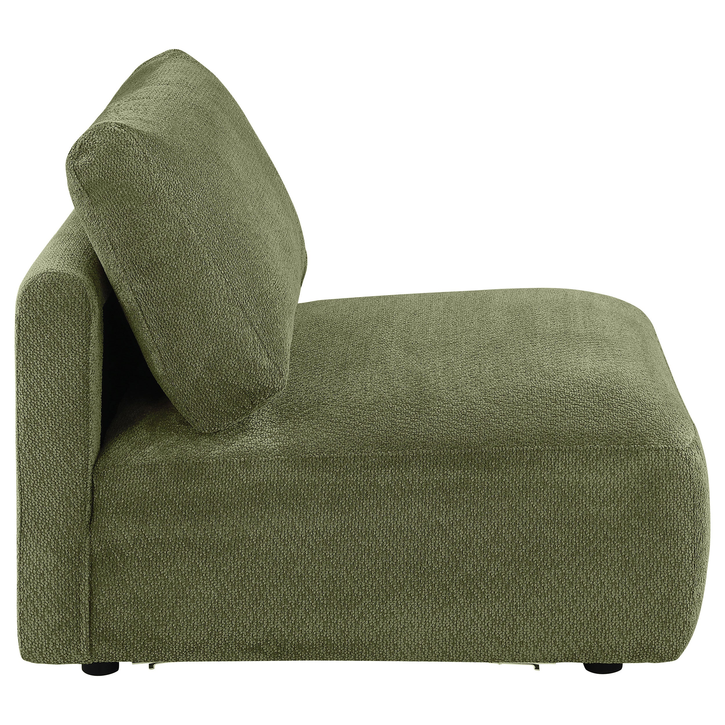 Elysia Chenille Upholstered Modular Armless Chair Green-