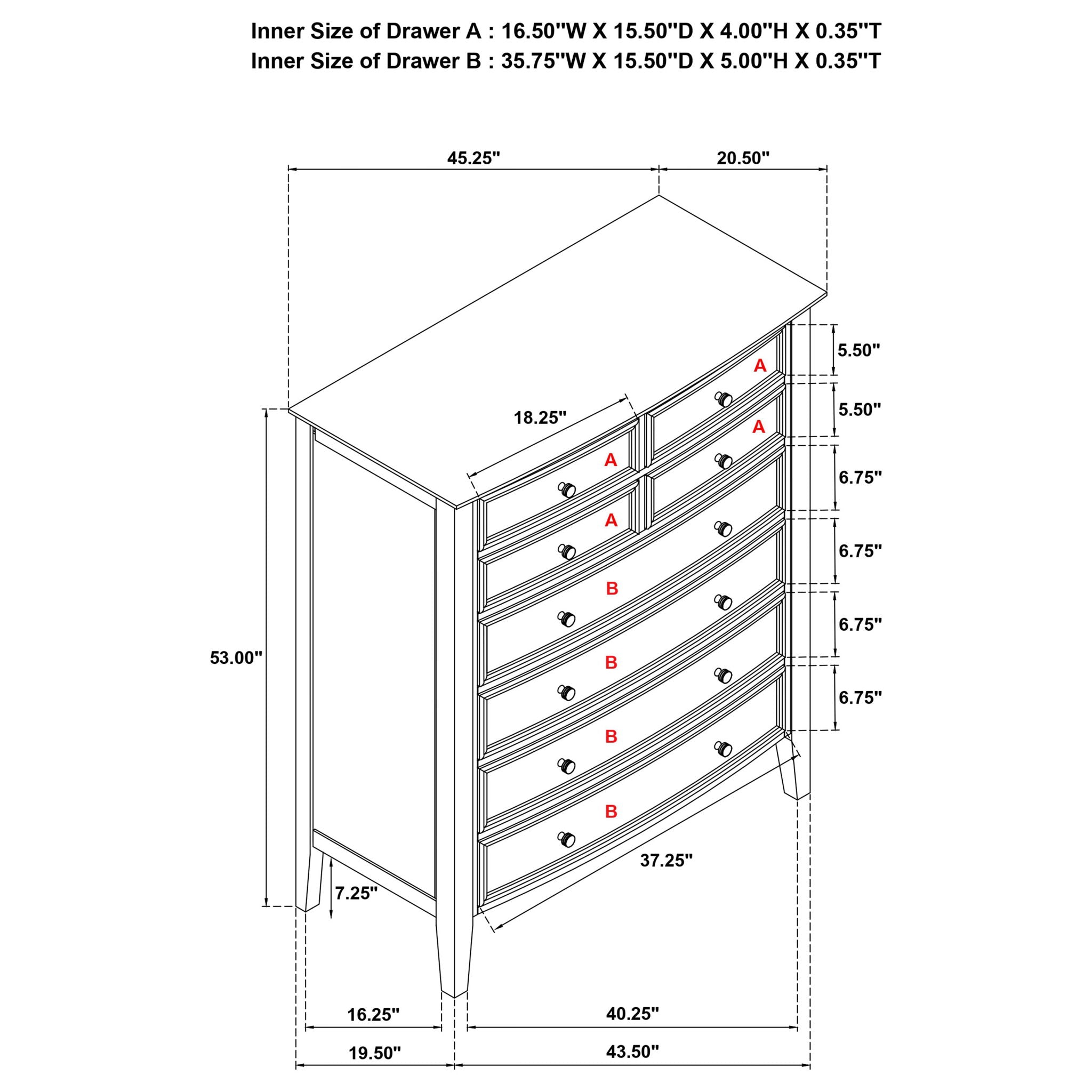 Talia - 8 Drawer Chest - White