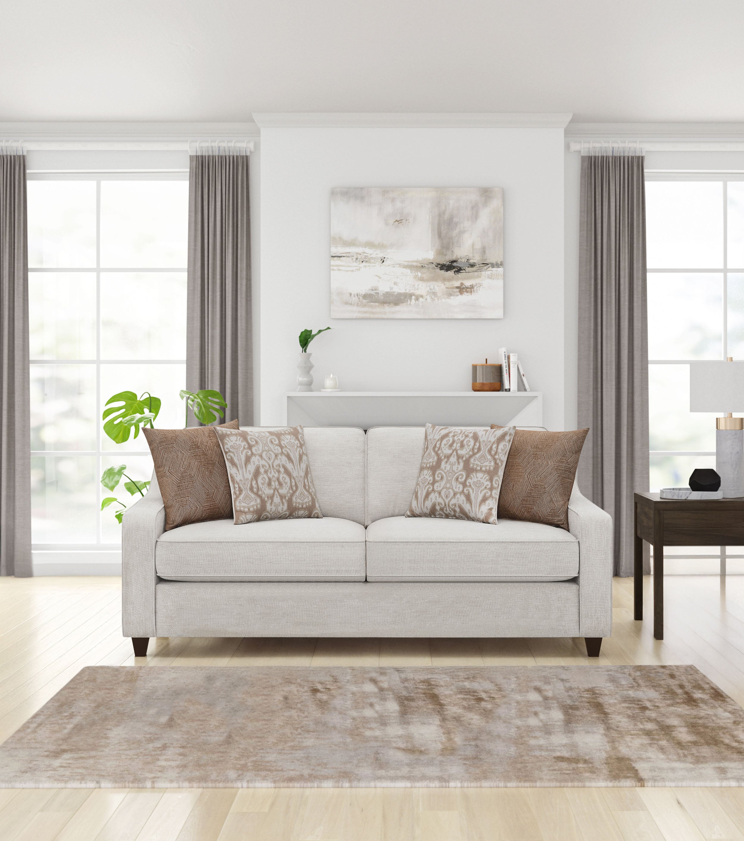 Christine Upholstered Sloped Arm Sofa Beige-CoasterElevations